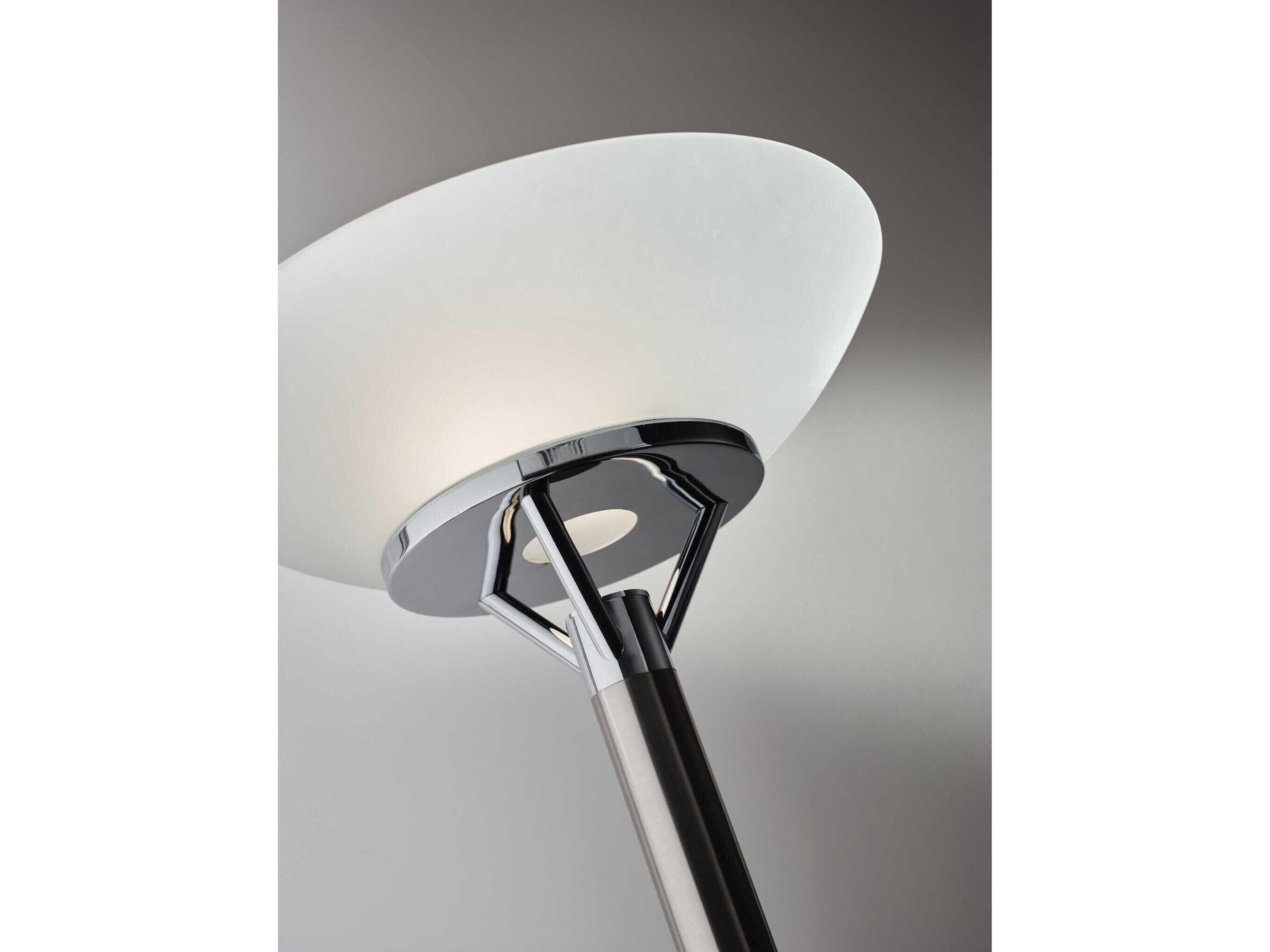 Adesso Expo Brushed Steel Chrome Frosted Glass Floor Lamp