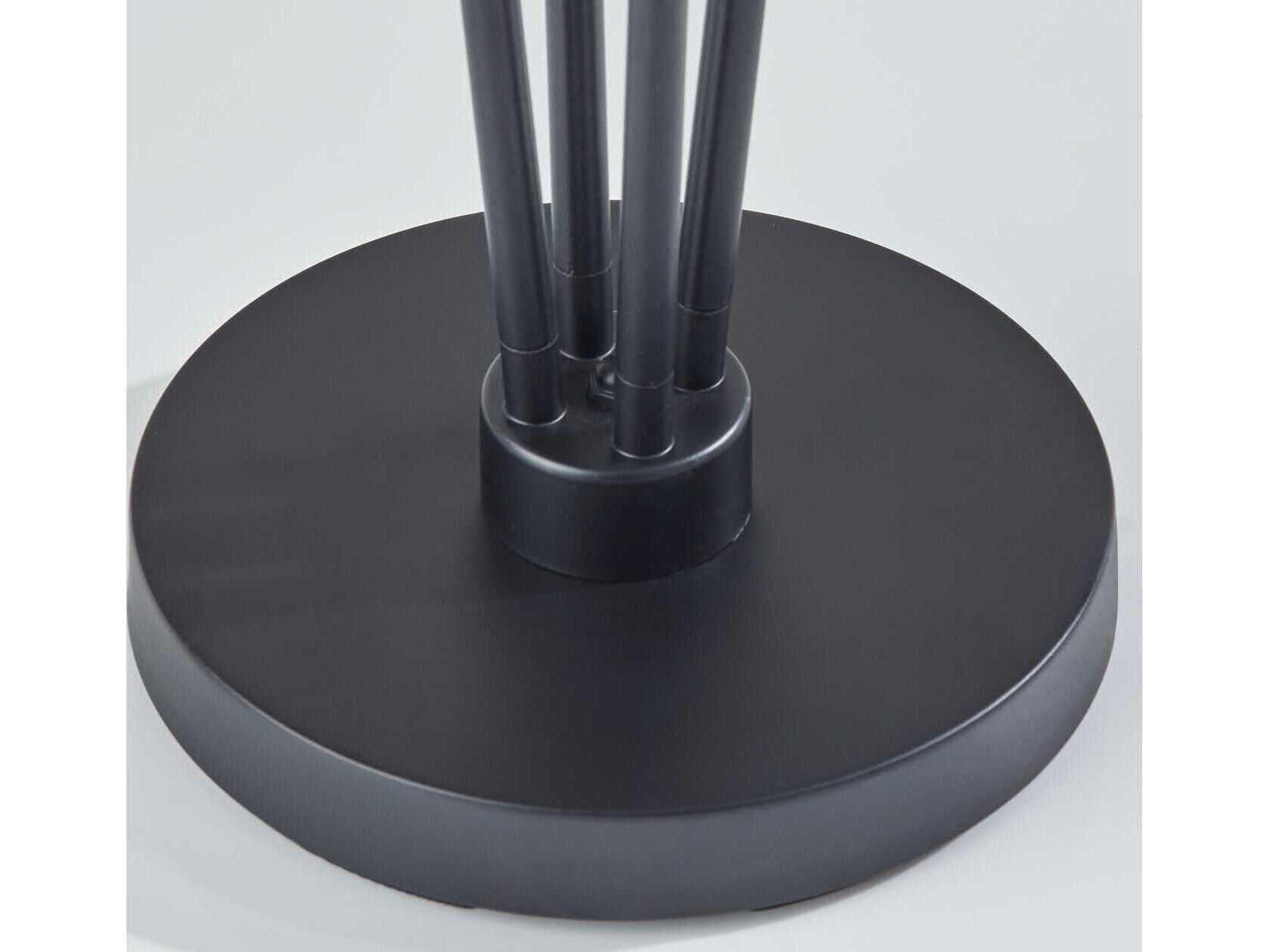 Adesso Wentworth Black Light Brown Textured Fabric Shades Floor Lamp