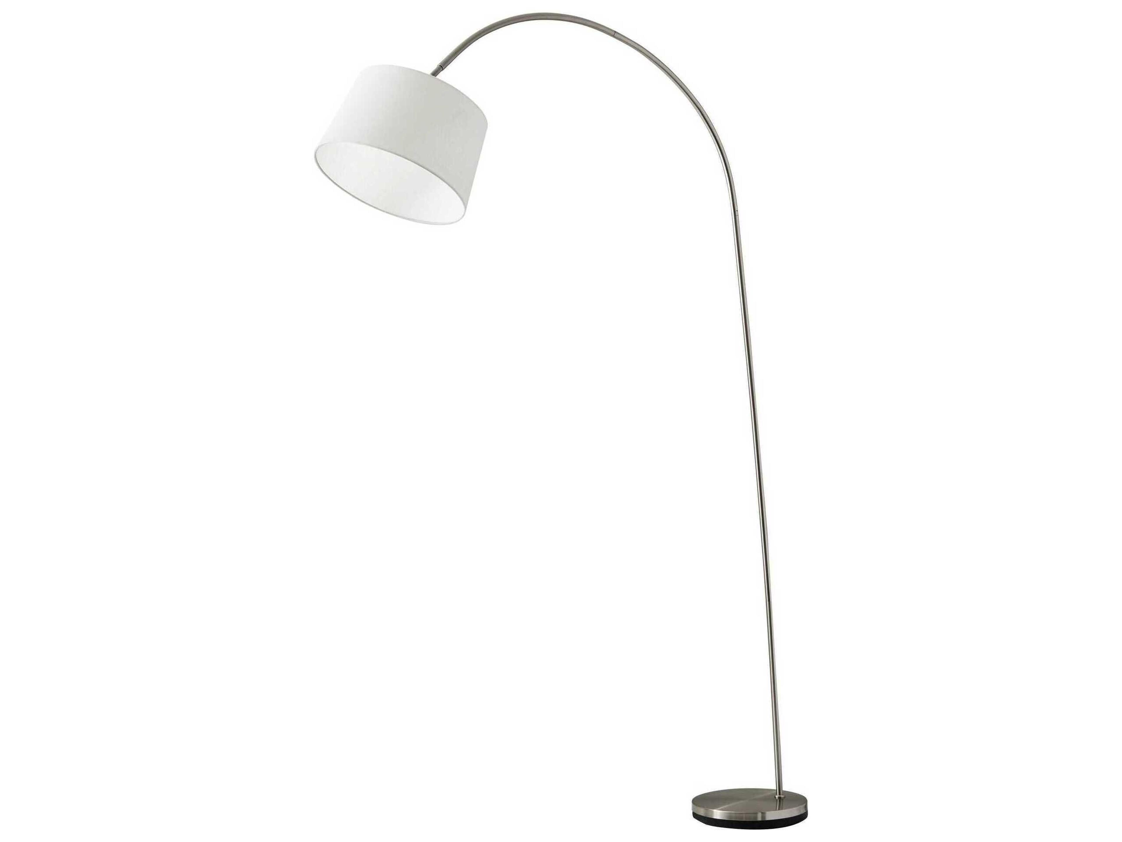 Adesso Goliath Brushed Steel Natural Linen Floor Lamp