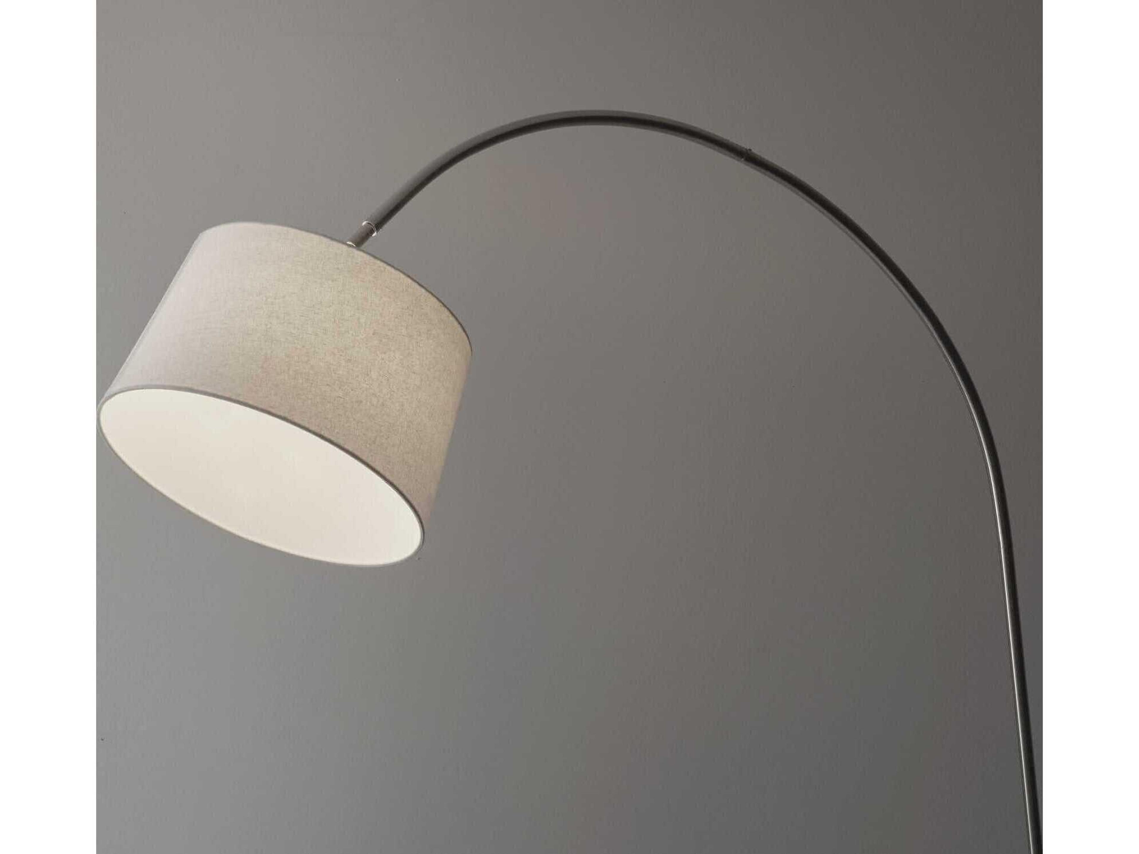 Adesso Goliath Brushed Steel Natural Linen Floor Lamp