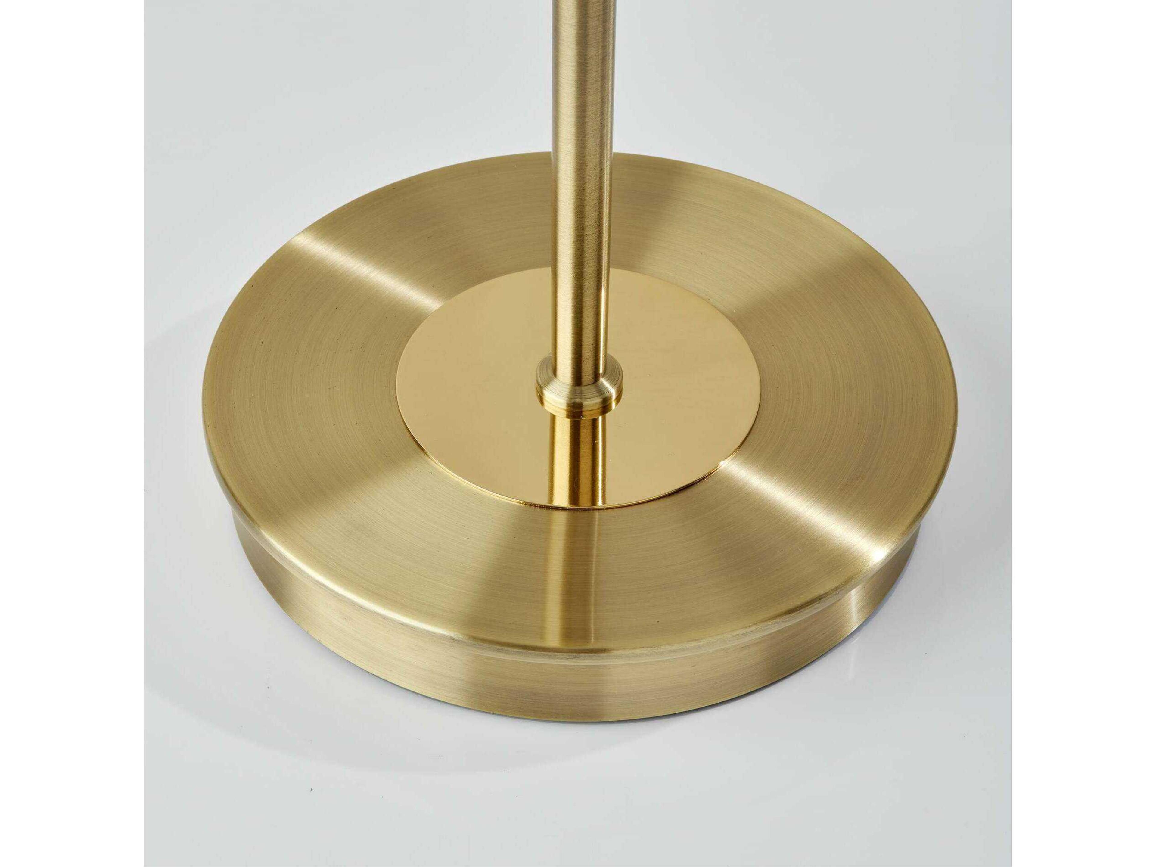 Adesso Metropolis Antique Brass Frosted Glass Floor Lamp