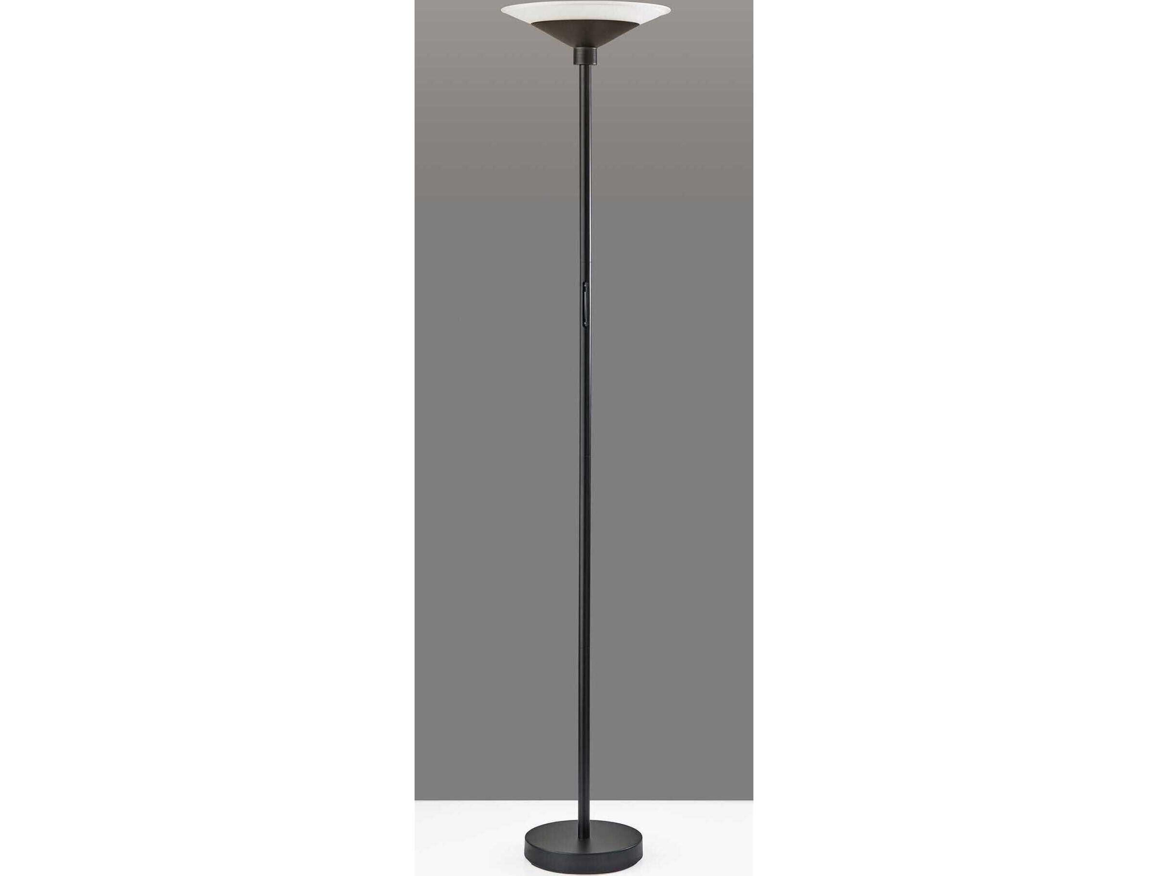 Adesso Solar Black Frosted Glass Floor Lamp