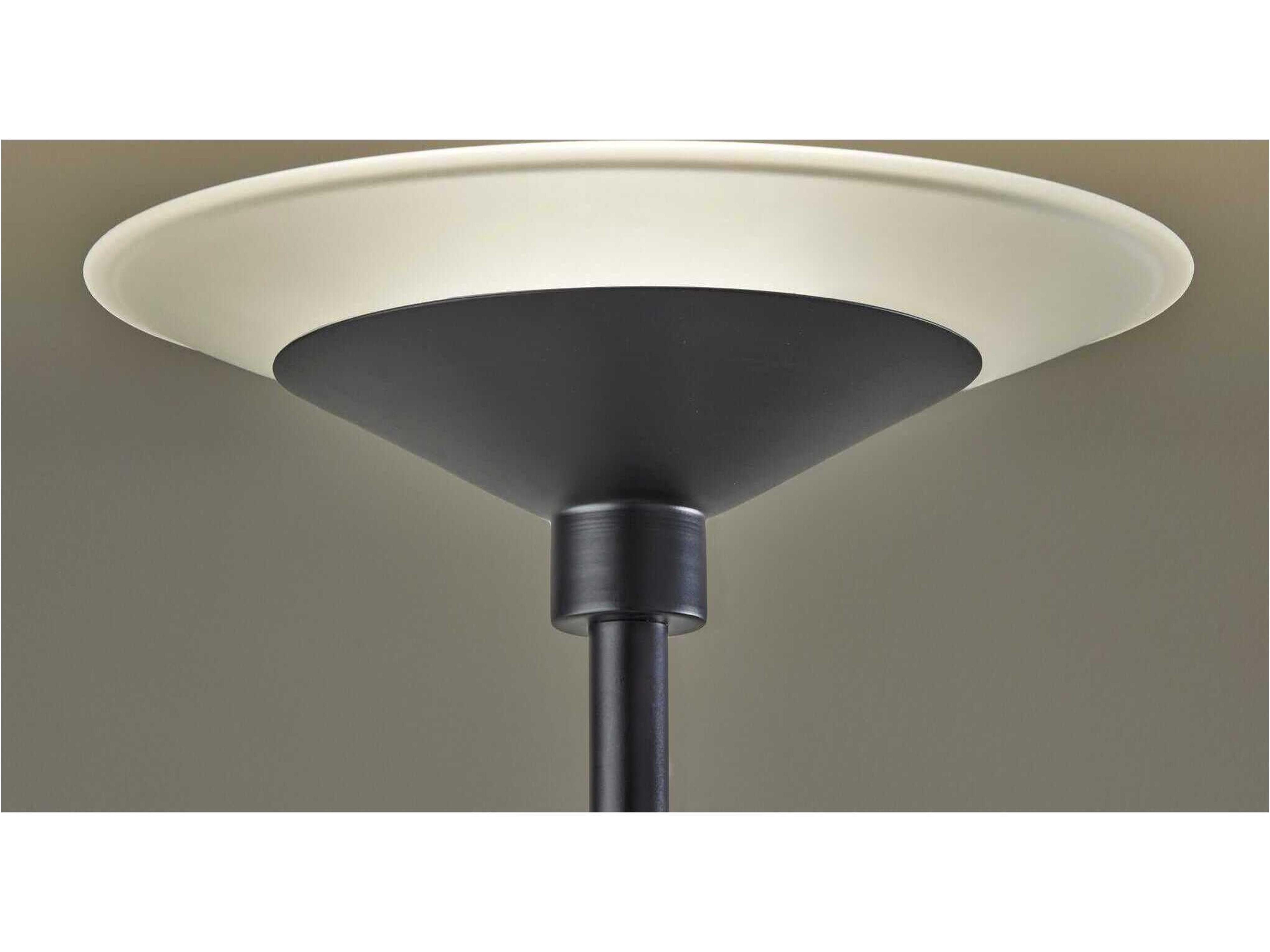 Adesso Solar Black Frosted Glass Floor Lamp