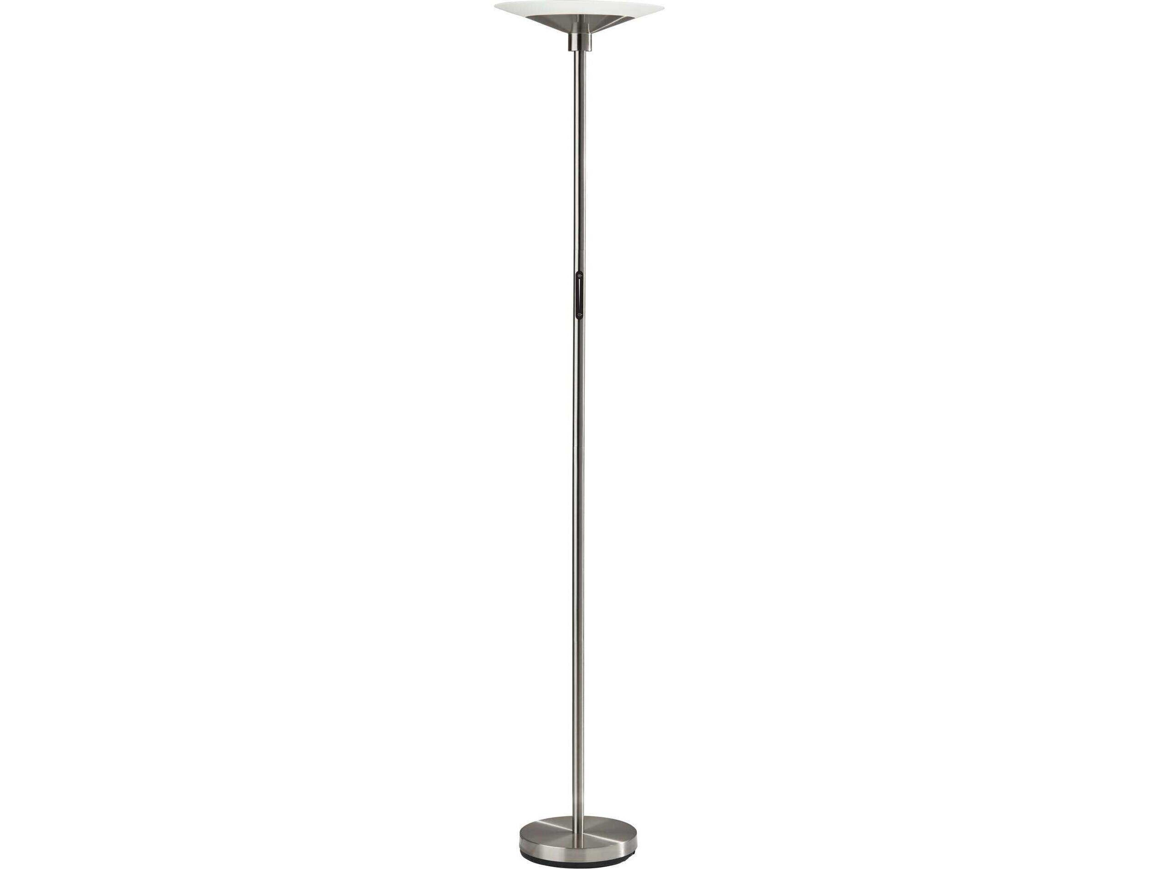 Solar LED Torchiere Floor Lamp in Brushed Steel