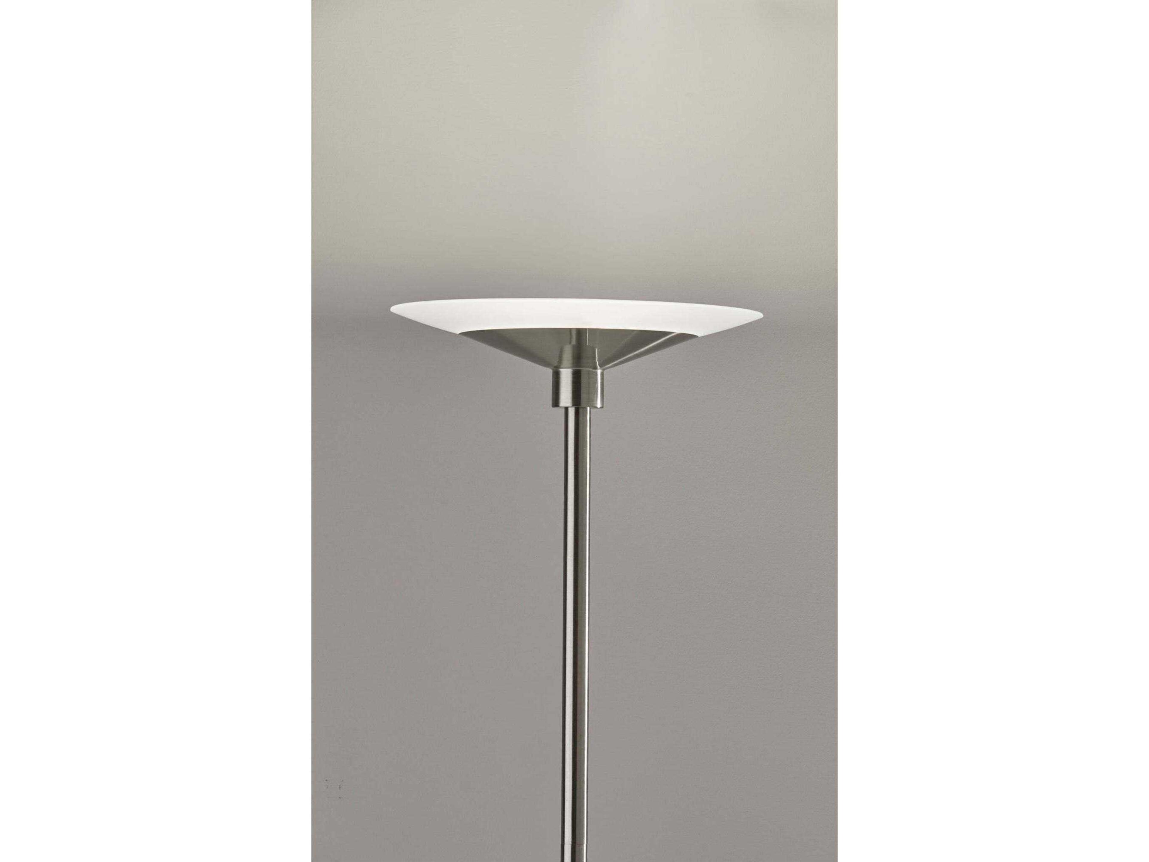 Adesso Solar Brushed Steel Frosted Glass Floor Lamp