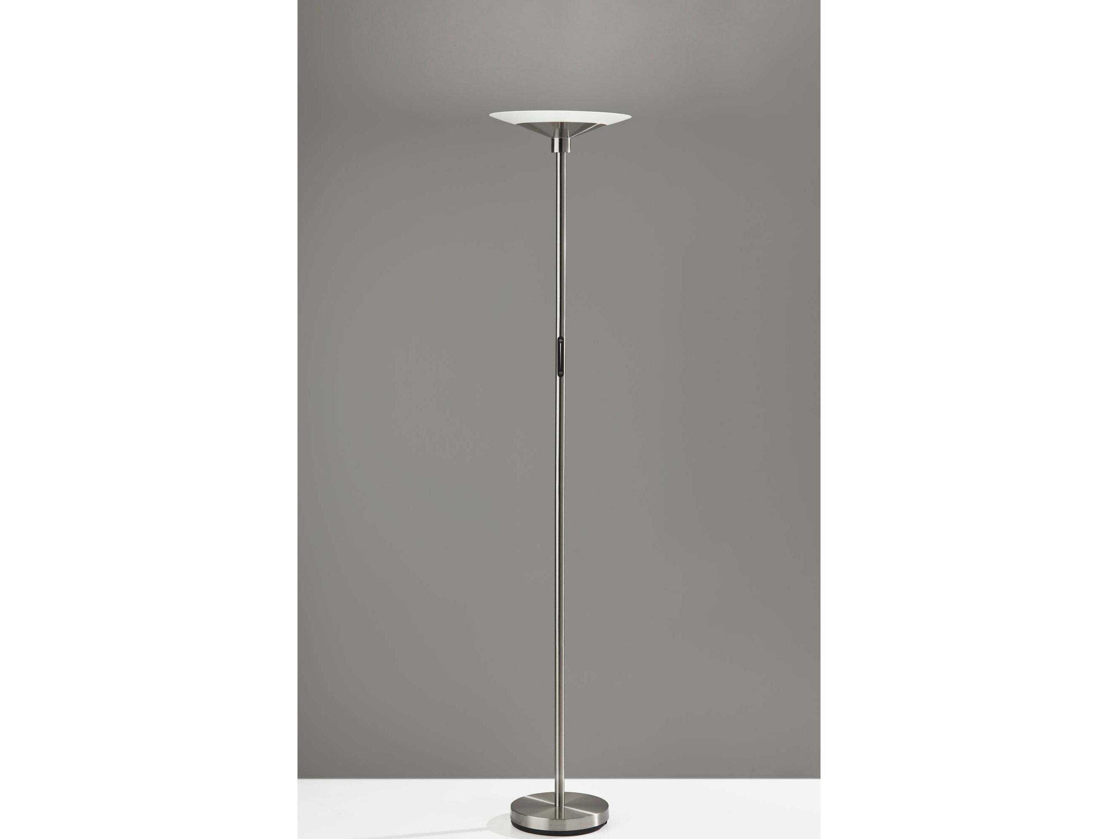Adesso Solar Brushed Steel Frosted Glass Floor Lamp