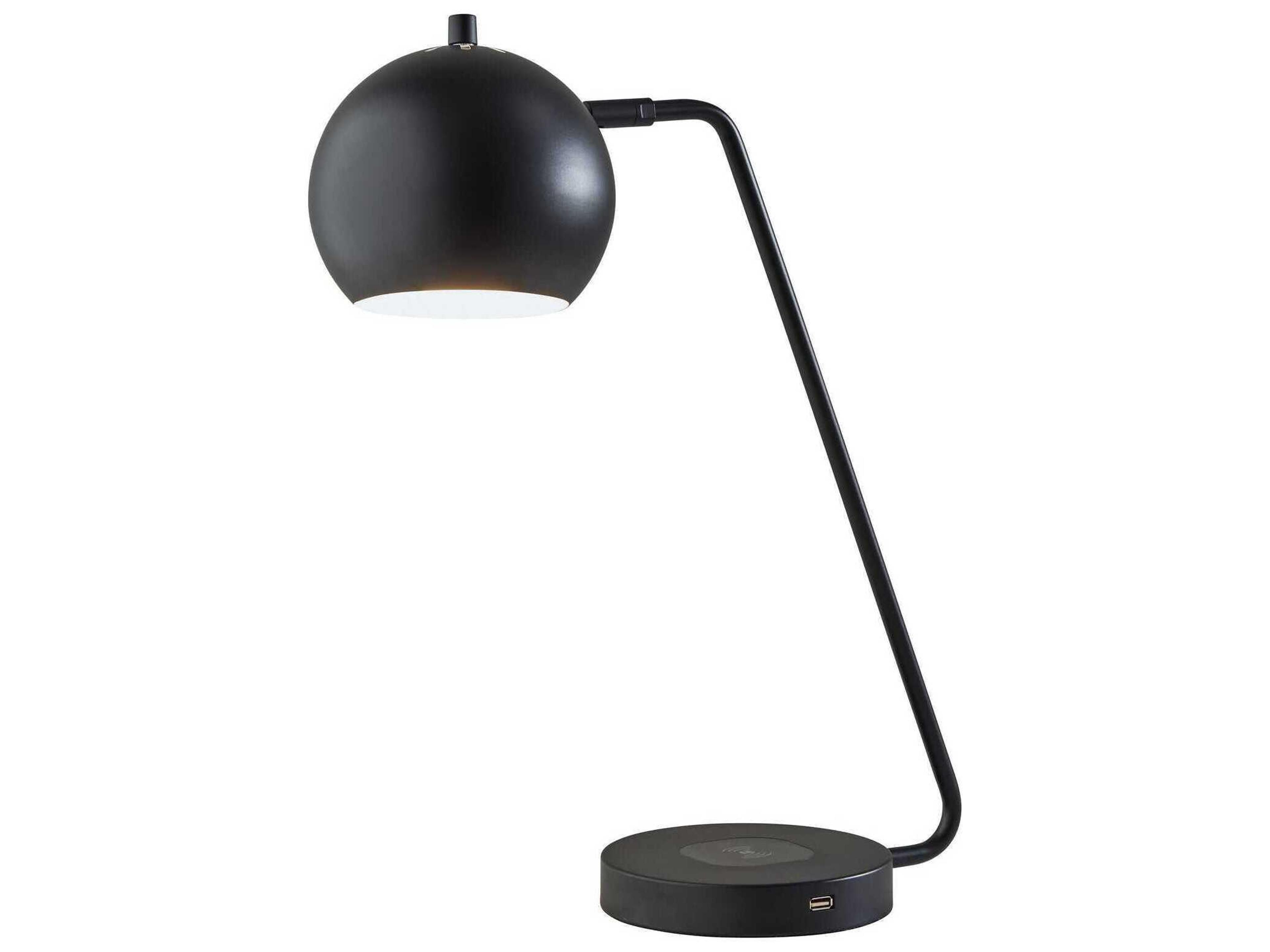 Emerson Charge Desk Lamp Black Globe Shade