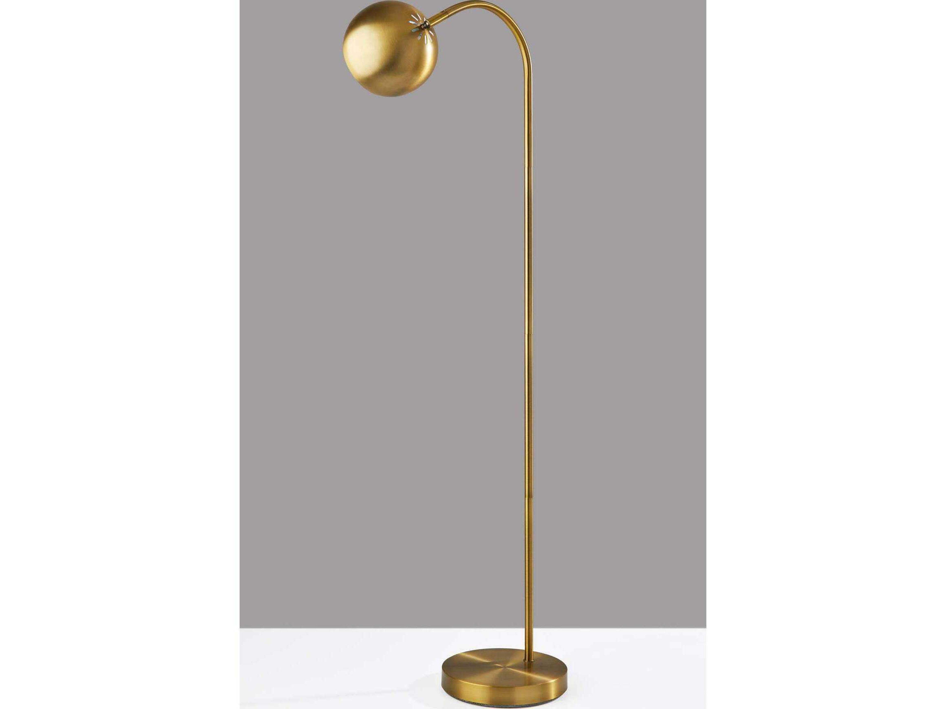 Adesso Emerson Antique Brass Metal Floor Lamp