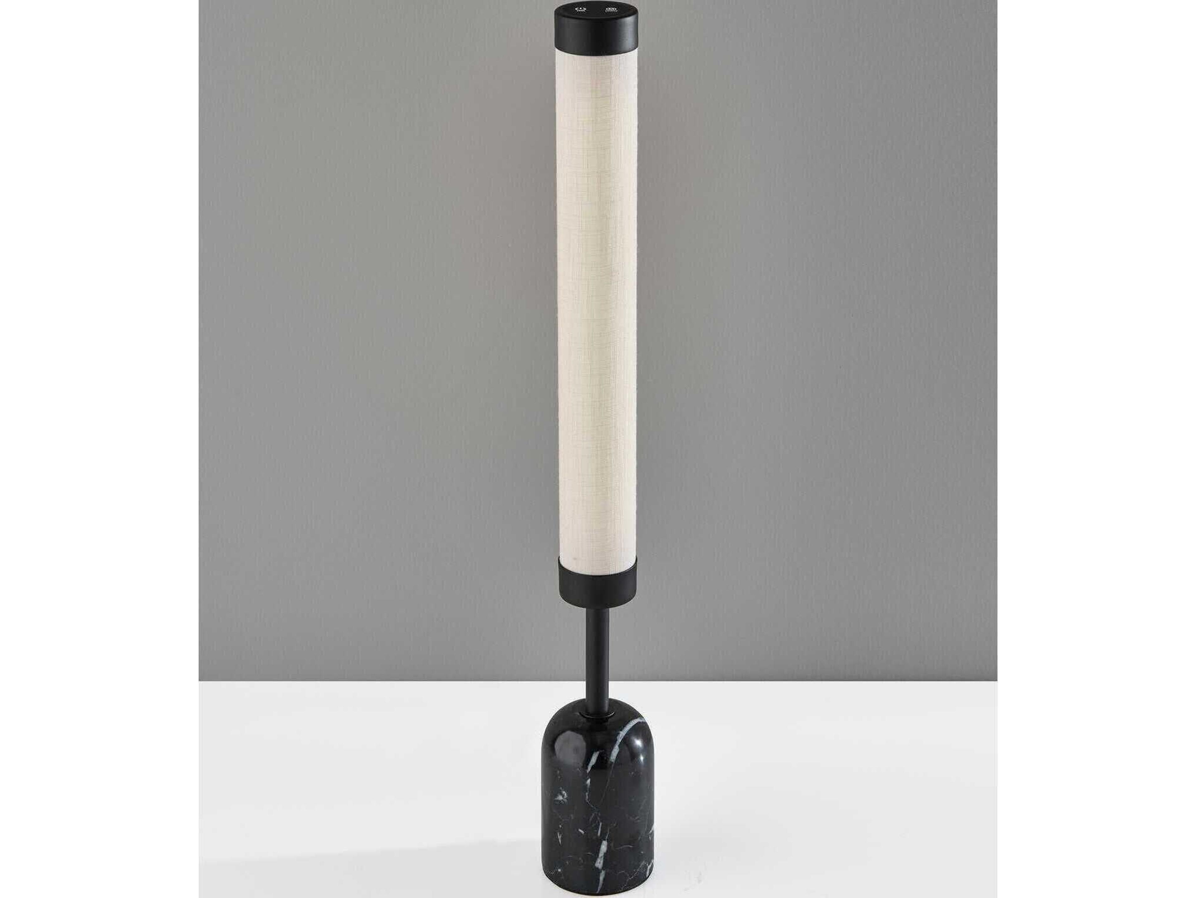 Adesso Dorsey Black White Textured Fabric Table Lamp