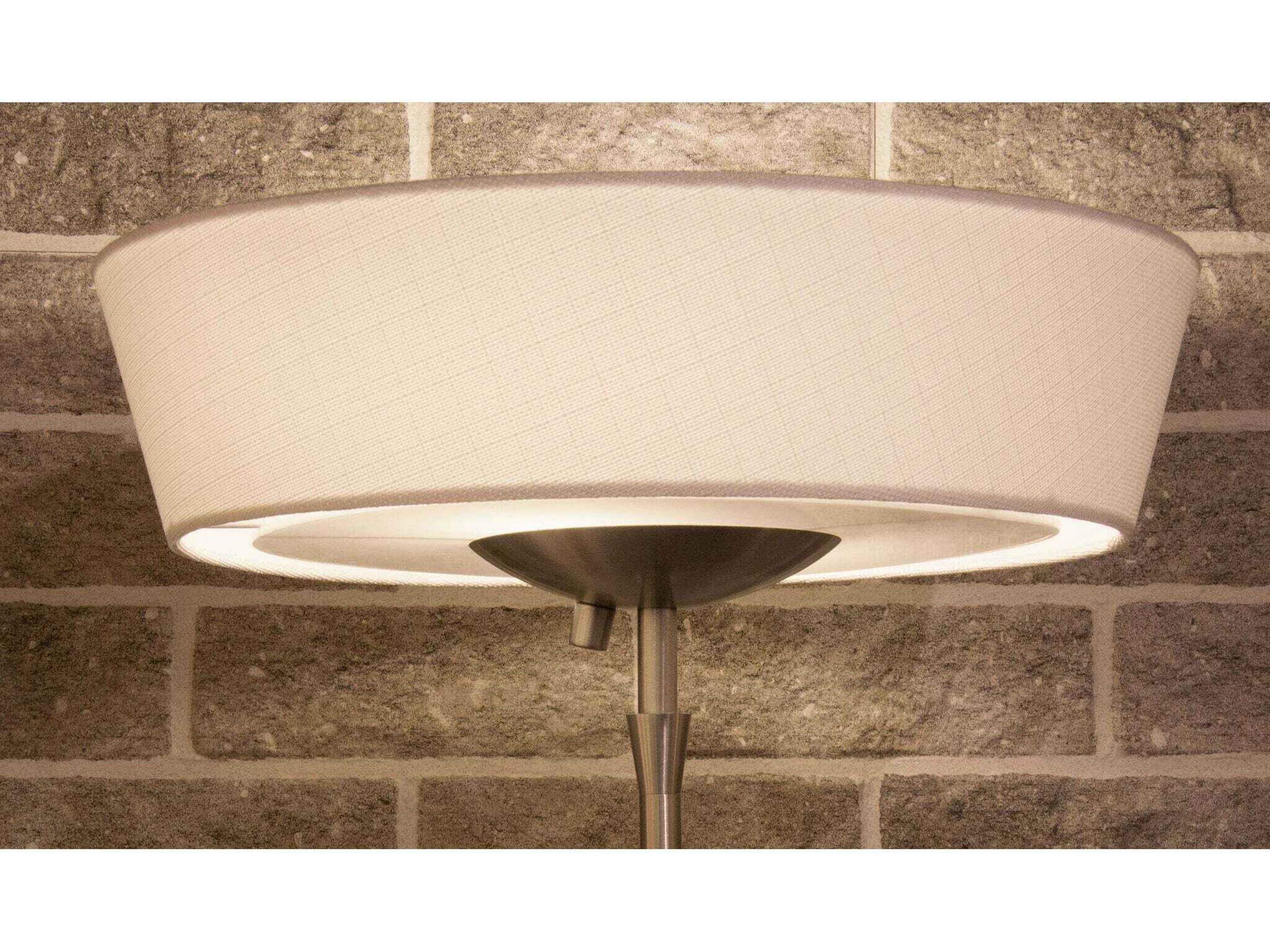 Adesso Harper Brushed Steel White Linen With Frosted Diffuser Floor Lamp