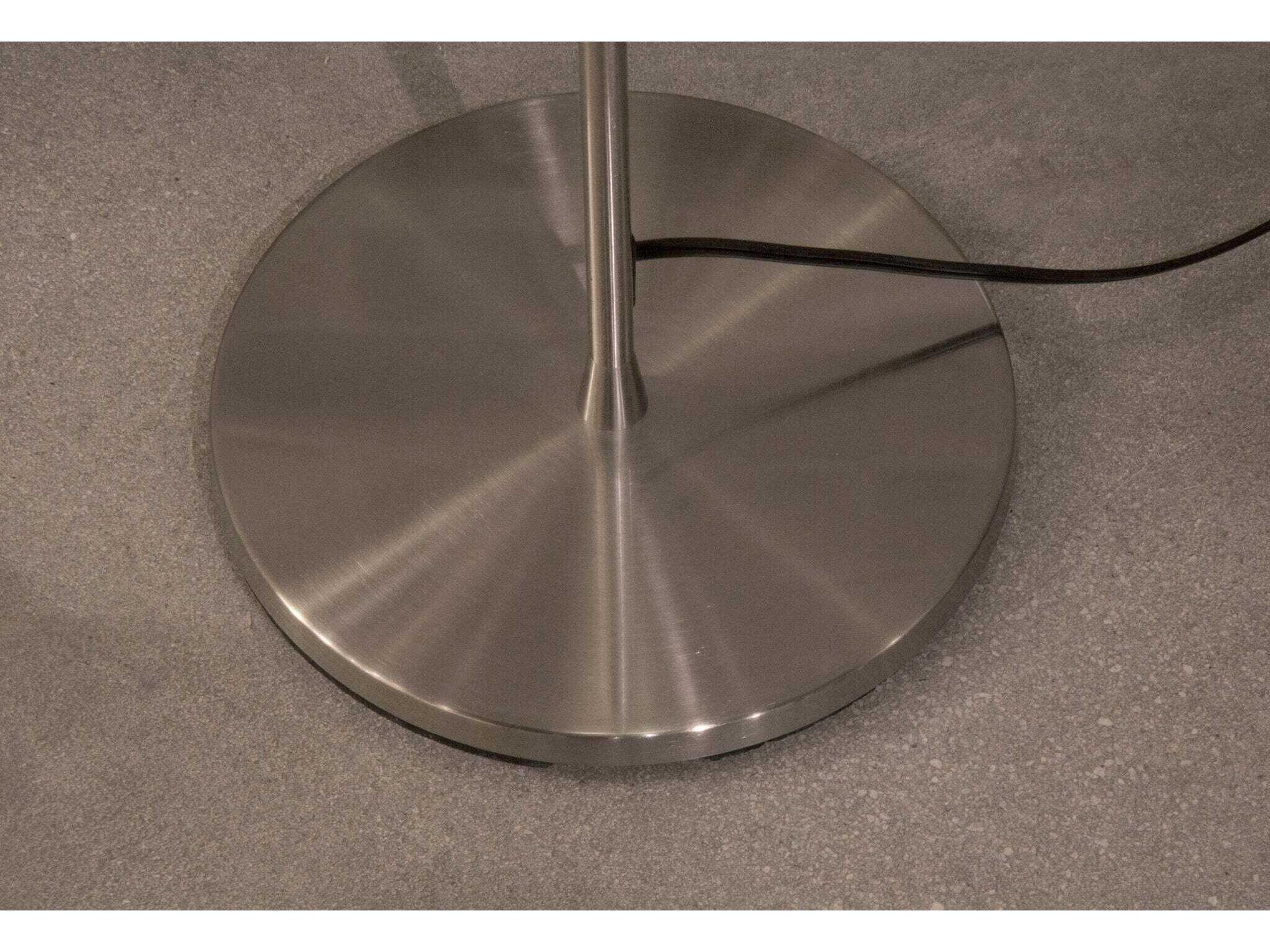 Adesso Harper Brushed Steel White Linen With Frosted Diffuser Floor Lamp