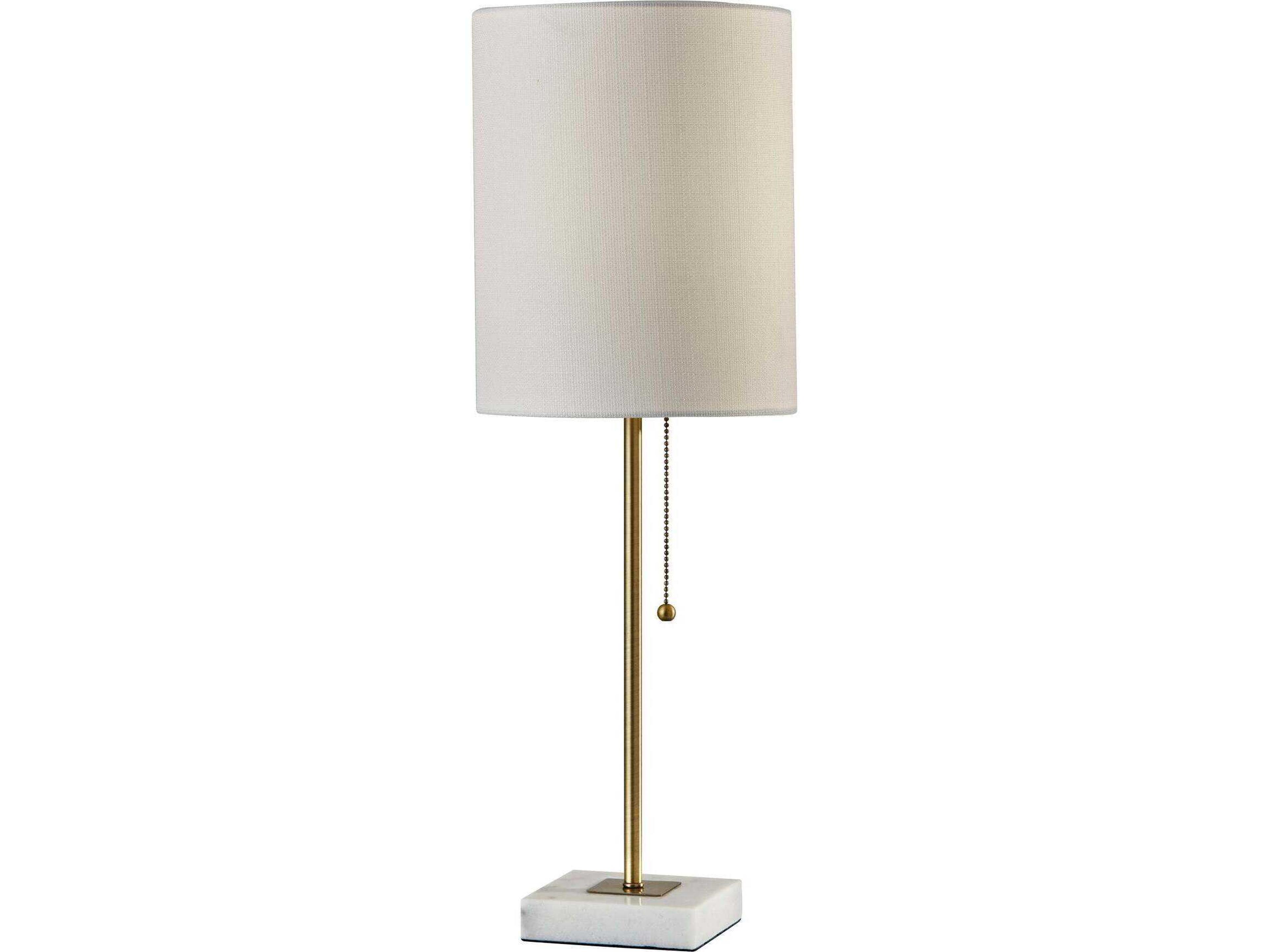 Fiona Table Lamp in Antique Brass and White Marble