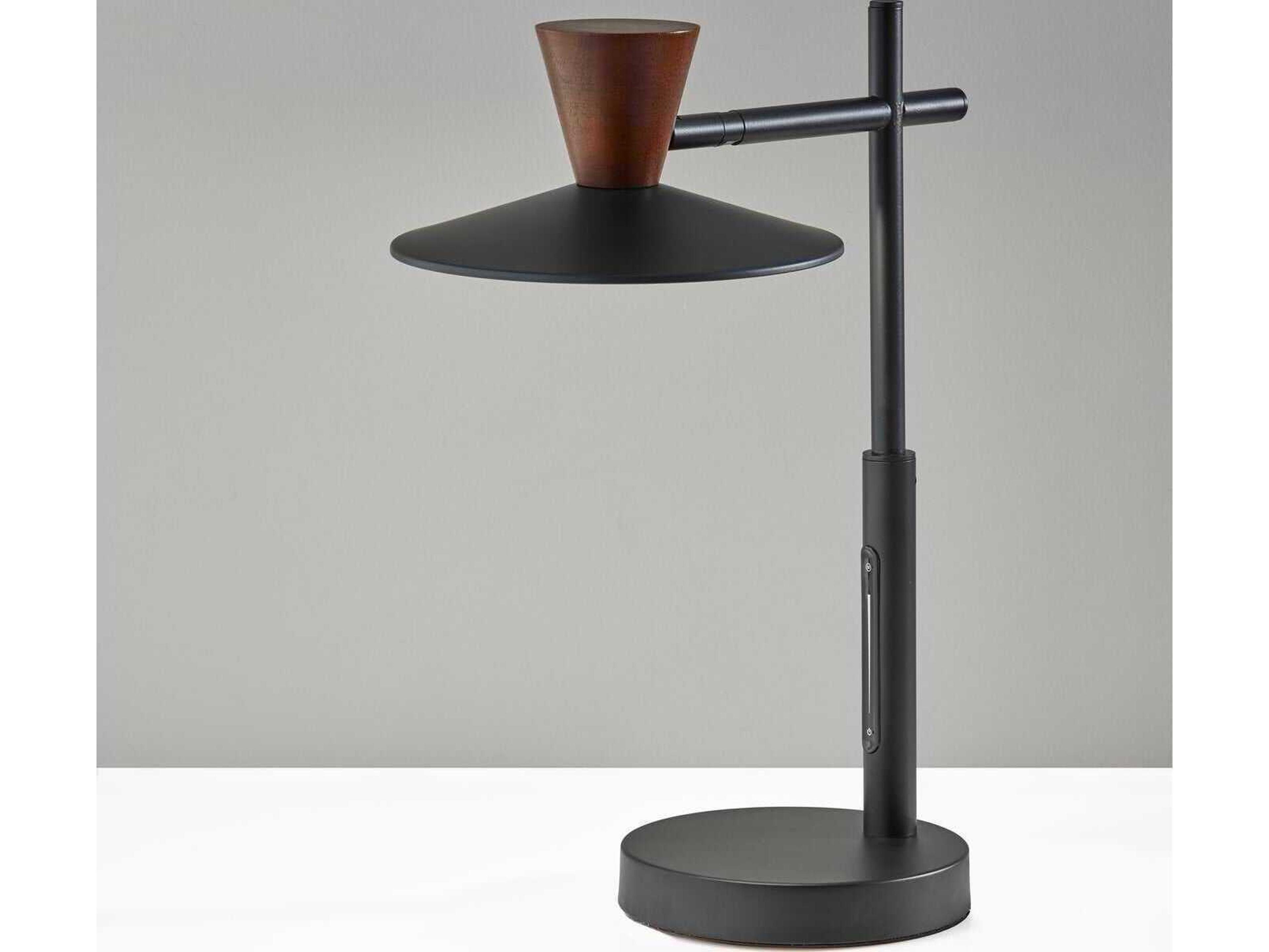 Adesso Elmore Black Walnut Wood Metal Desk Lamp