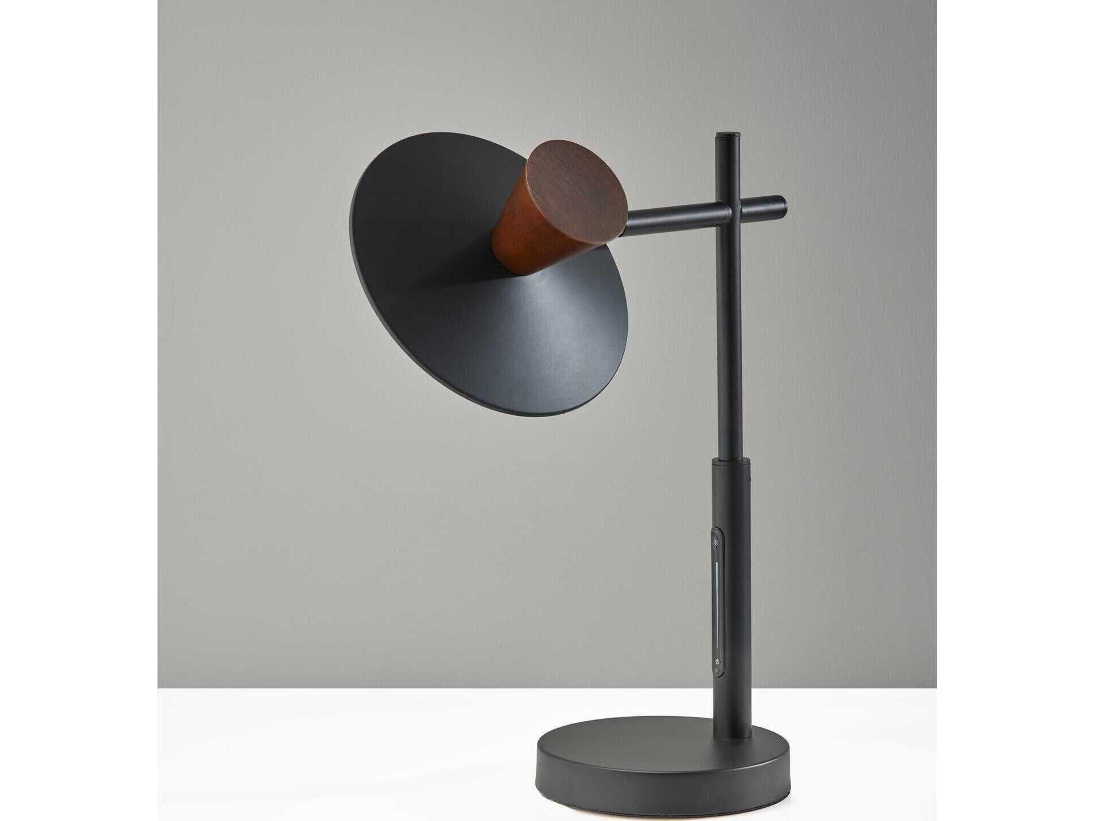 Adesso Elmore Black Walnut Wood Metal Desk Lamp