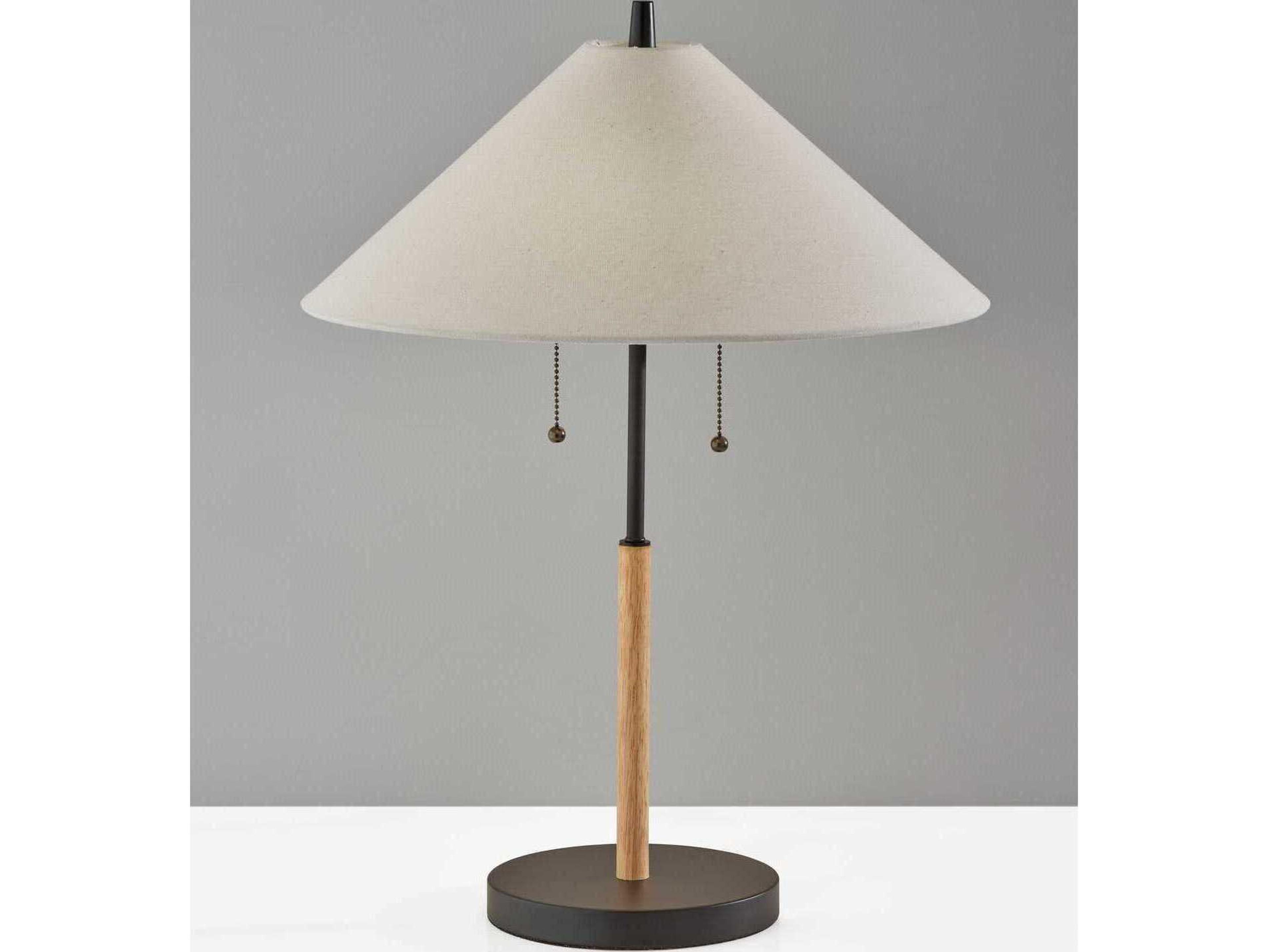 Adesso Palmer Black Natural White Textured Fabric Table Lamp