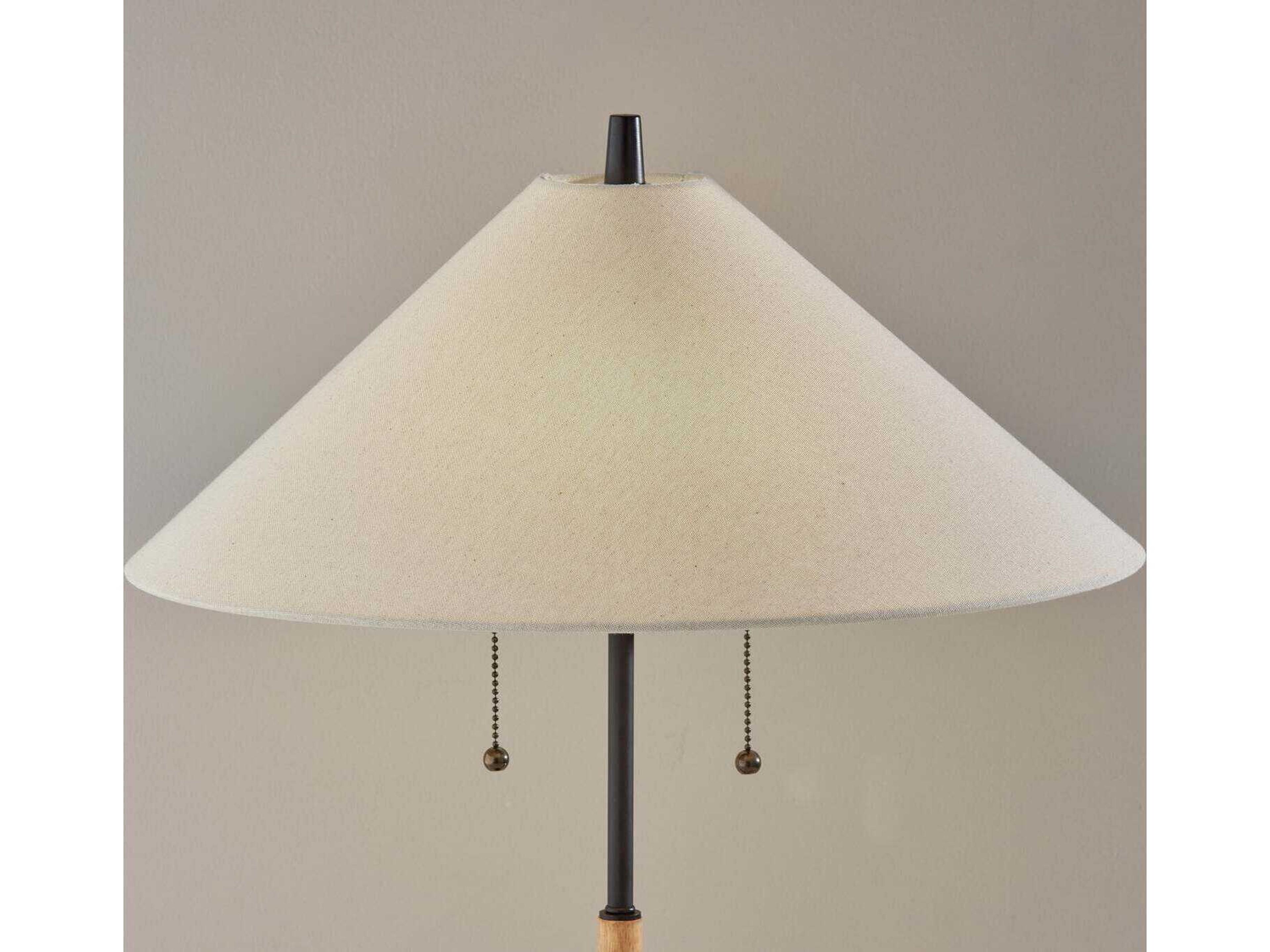 Adesso Palmer Black Natural White Textured Fabric Table Lamp