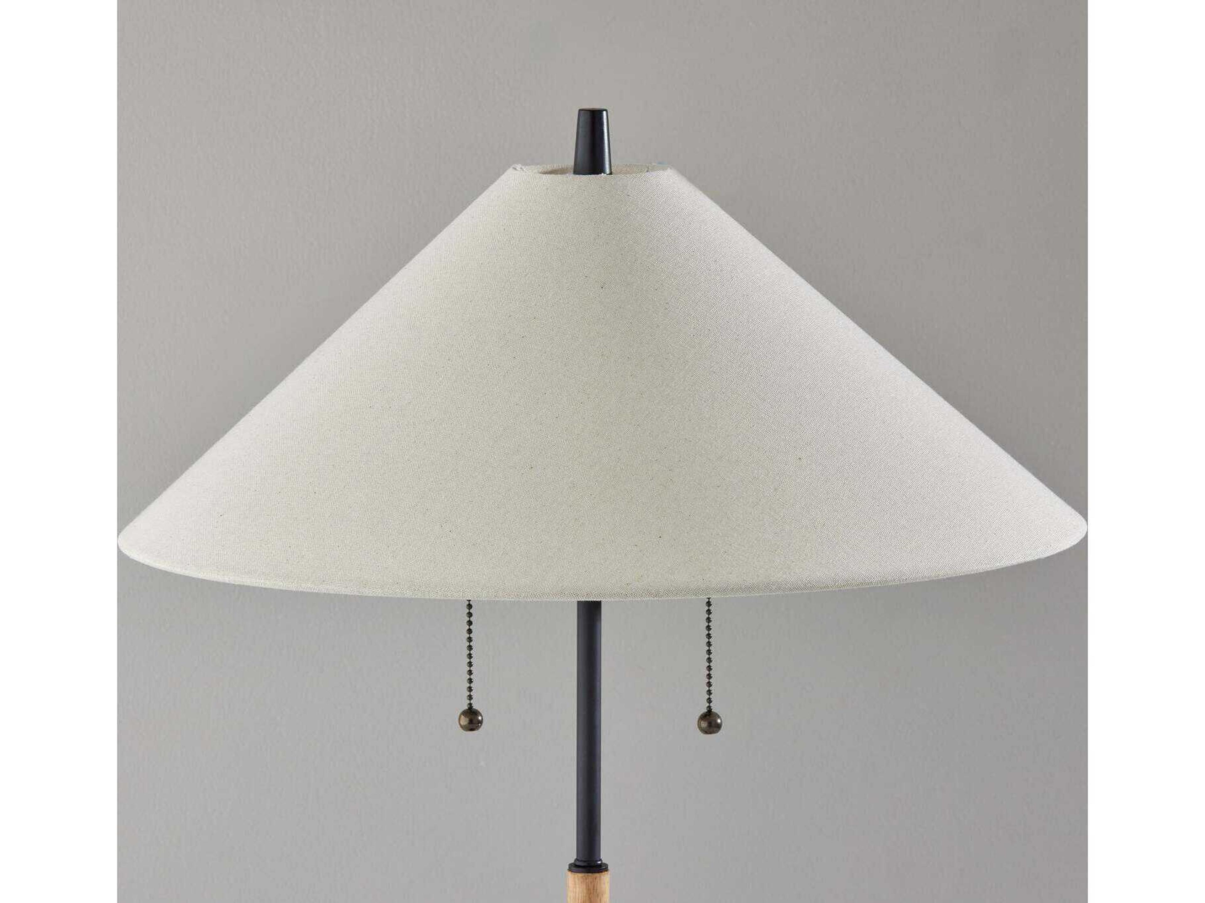 Adesso Palmer Black Natural White Textured Fabric Table Lamp