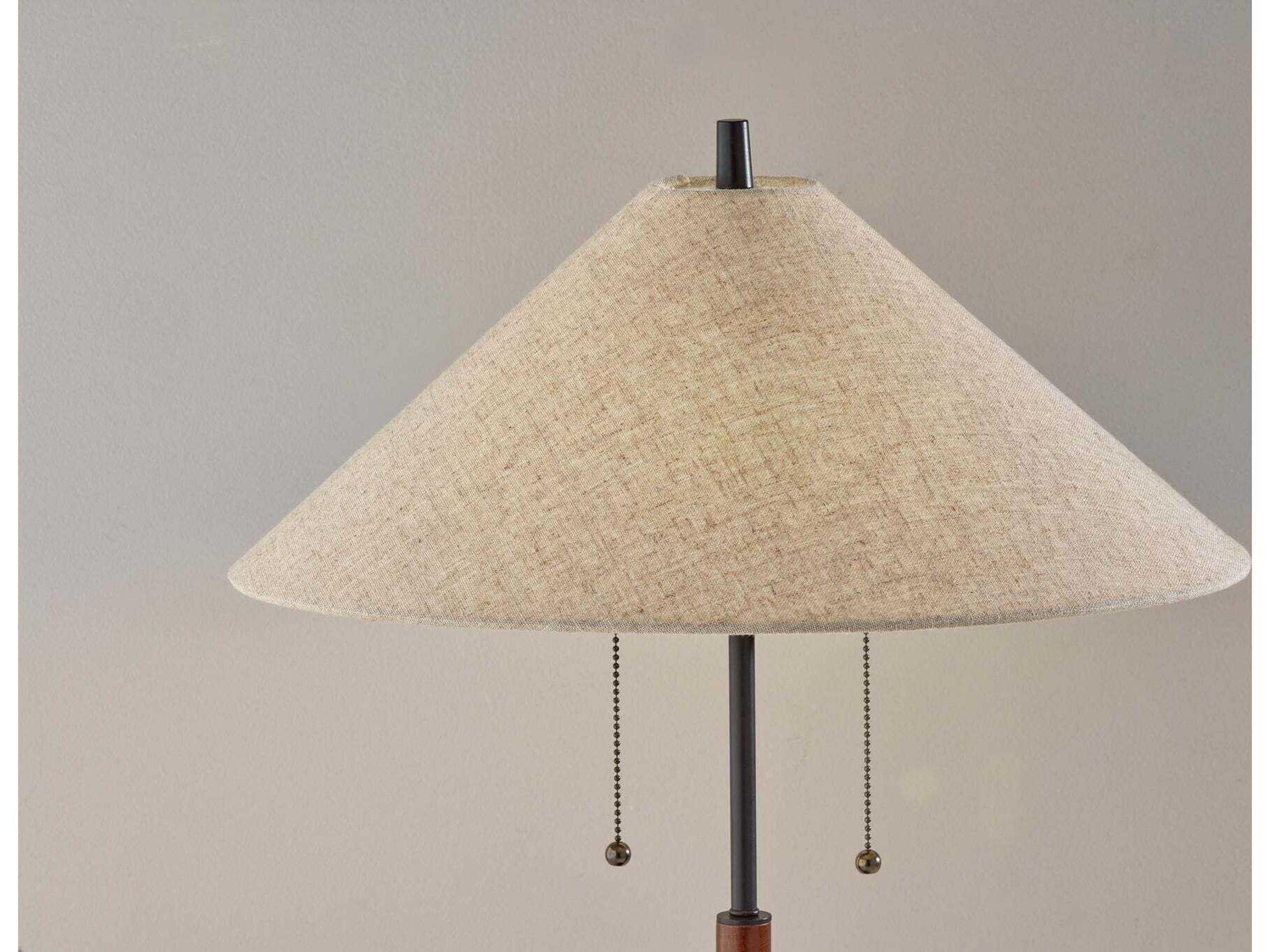 Adesso Palmer Black Walnut Light Brown Textured Fabric Shades Table Lamp