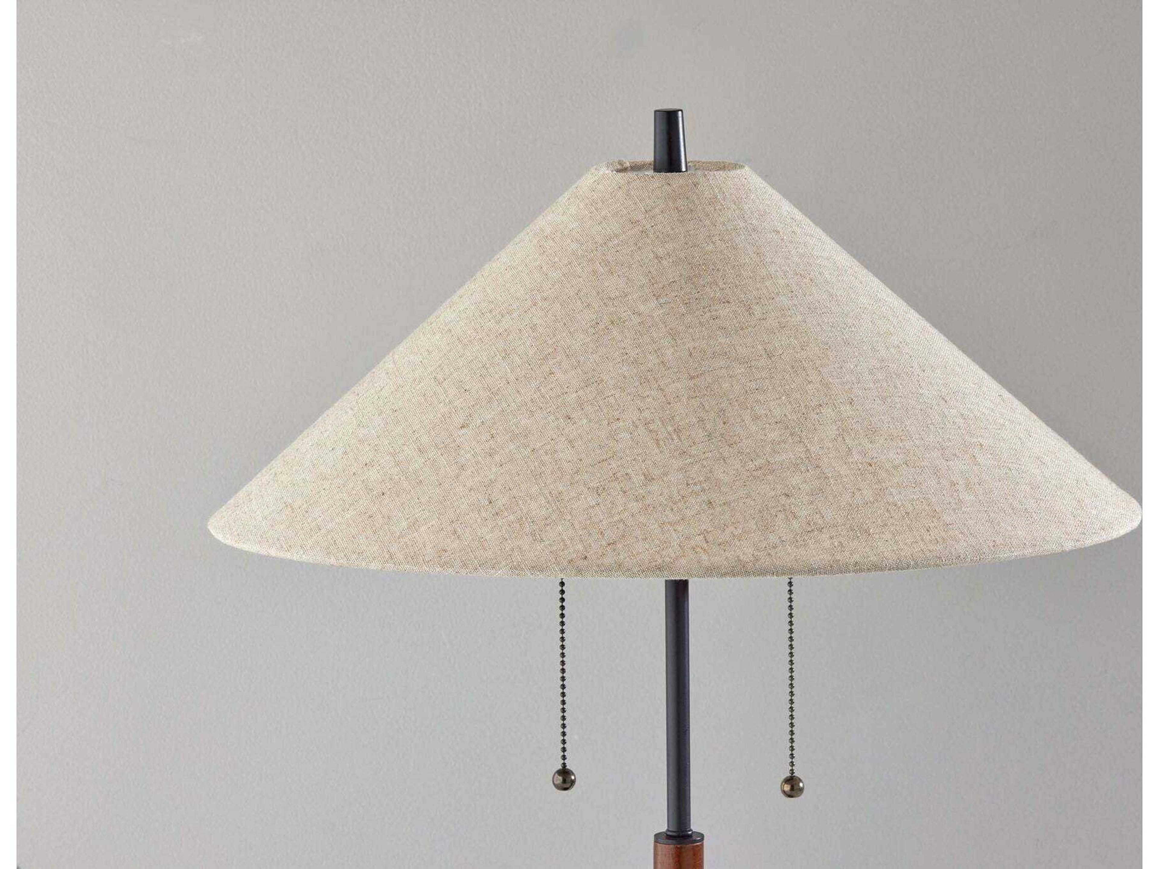 Adesso Palmer Black Walnut Light Brown Textured Fabric Shades Table Lamp
