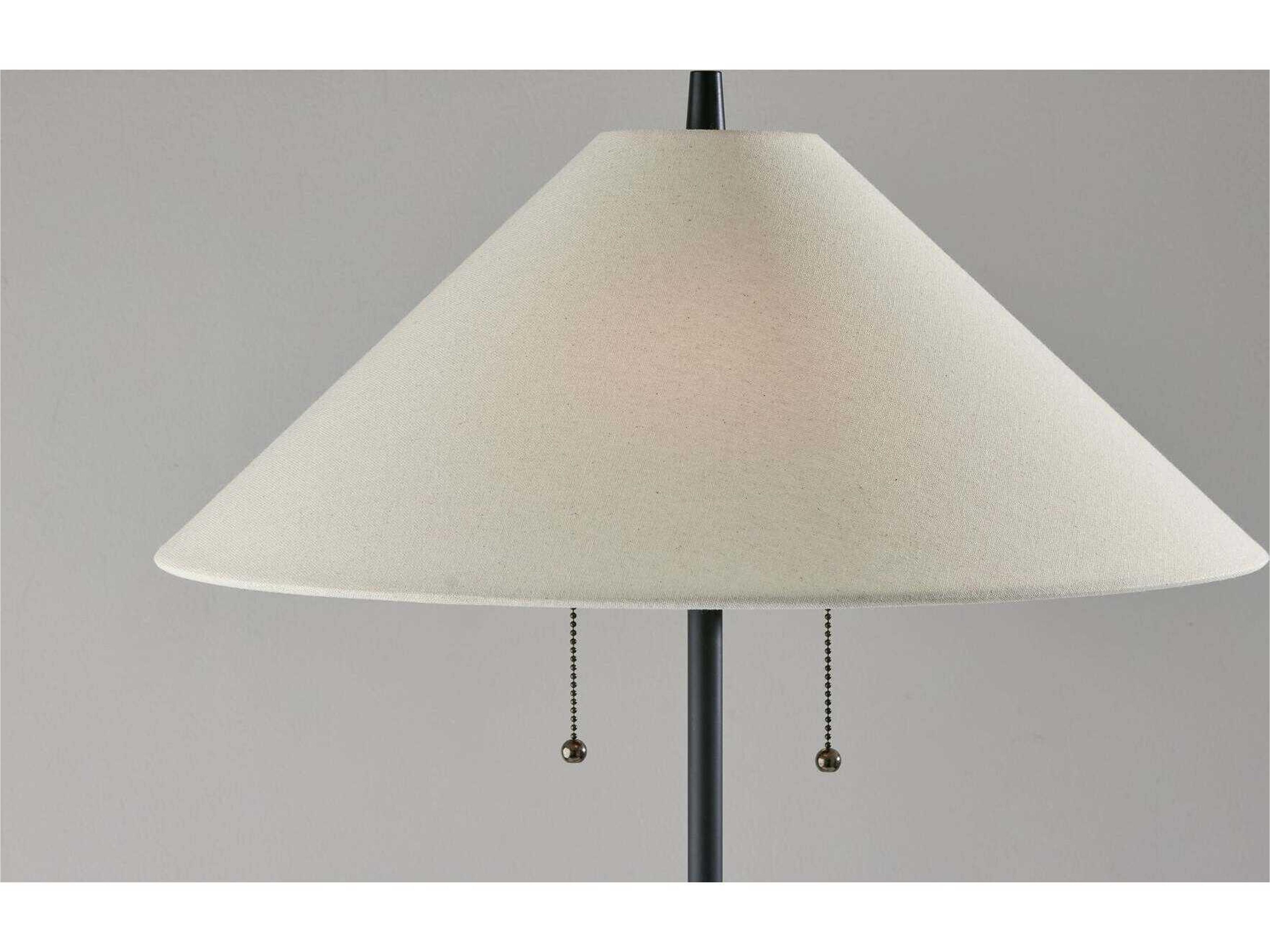 Adesso Palmer Black Natural White Textured Fabric Floor Lamp