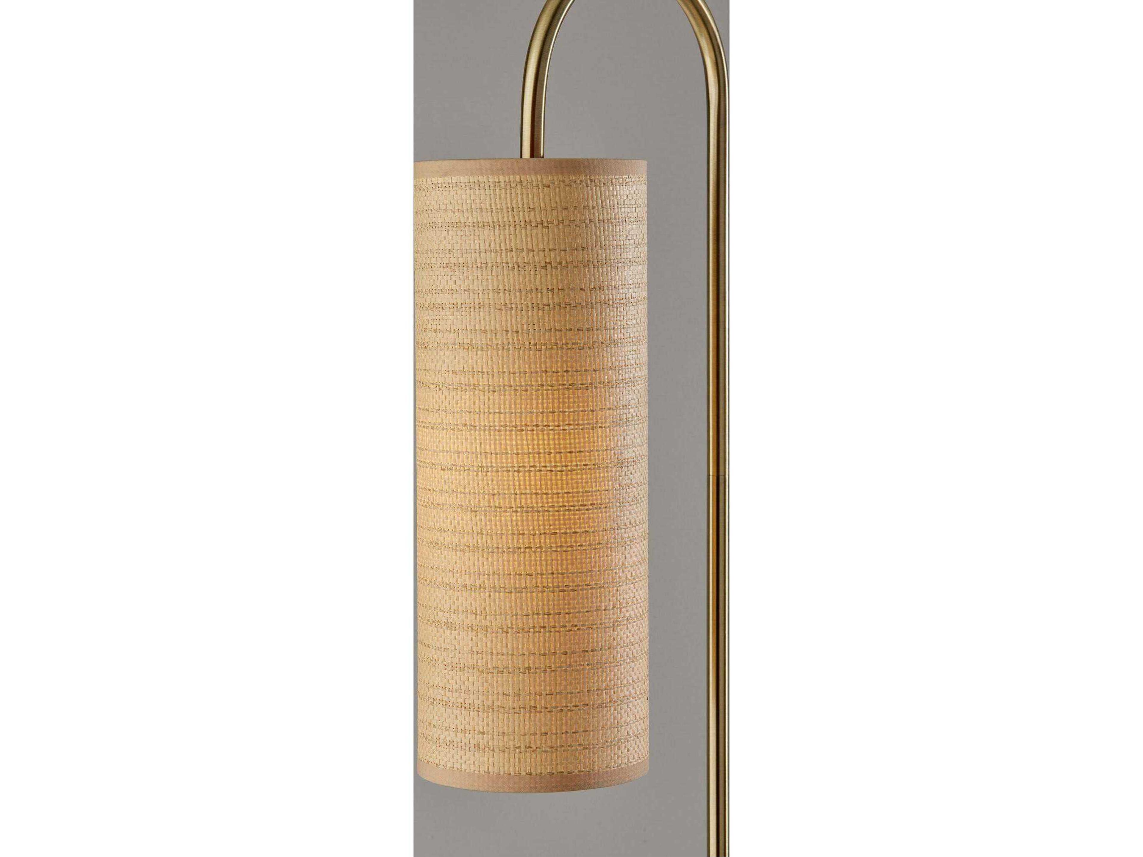 Adesso Mendoza Antique Brass Natural Woven Paper Floor Lamp