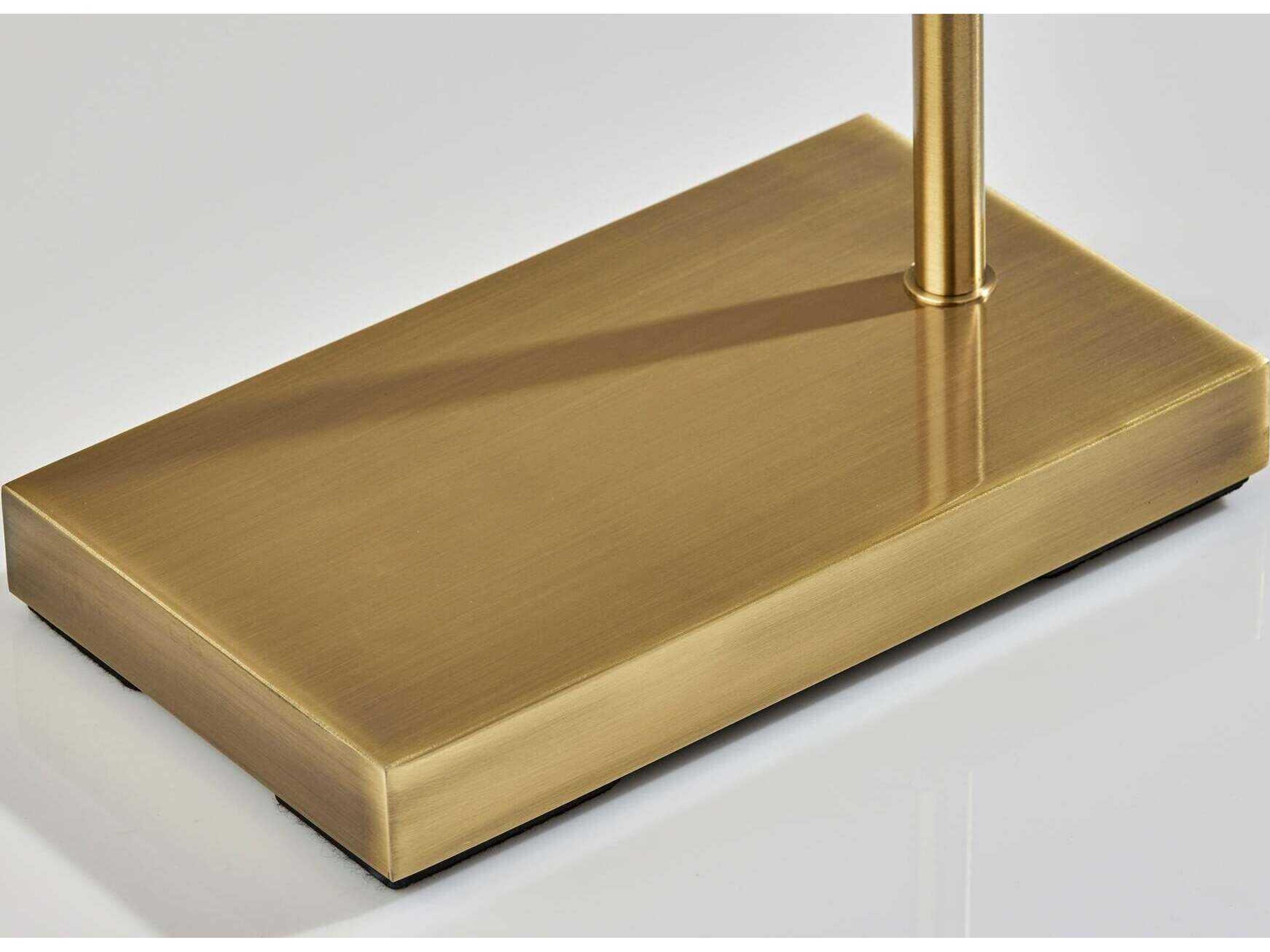 Adesso Brinkley Antique Brass White Fabric Floor Lamp