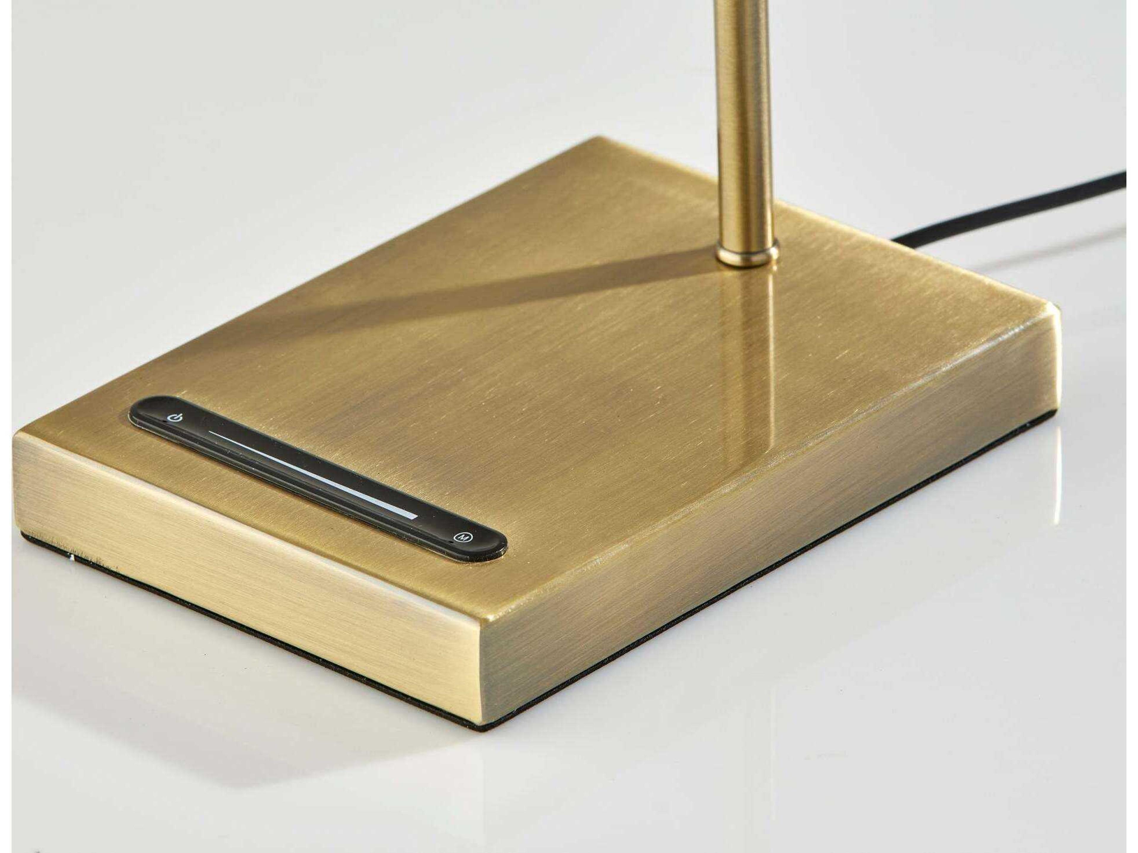 Adesso Matilda Antique Brass White Fabric Table Lamp