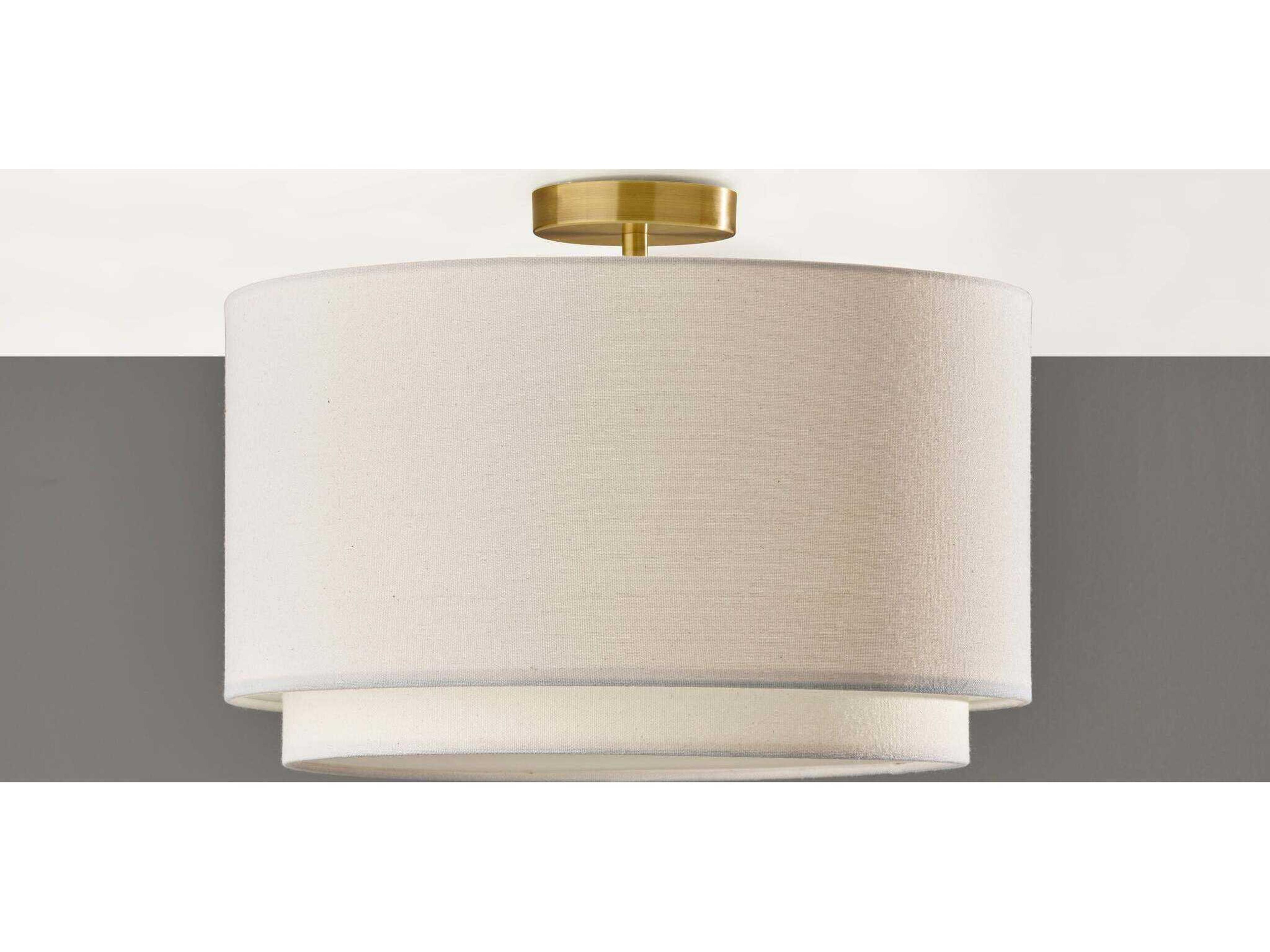 Adesso Finley Antique Brass Drum Flush Mount