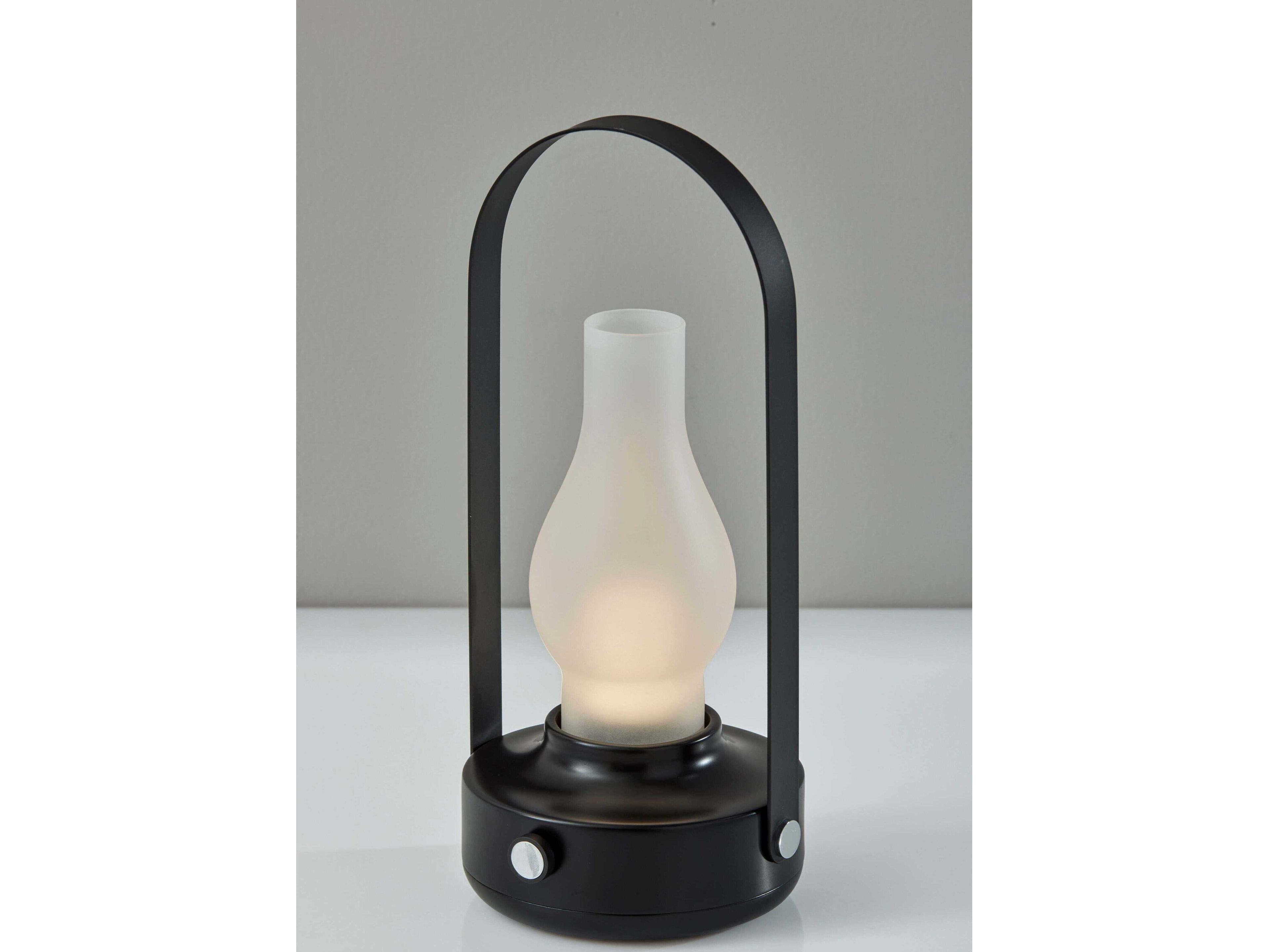 Adesso Eddy Black Frosted Glass Table Lamp