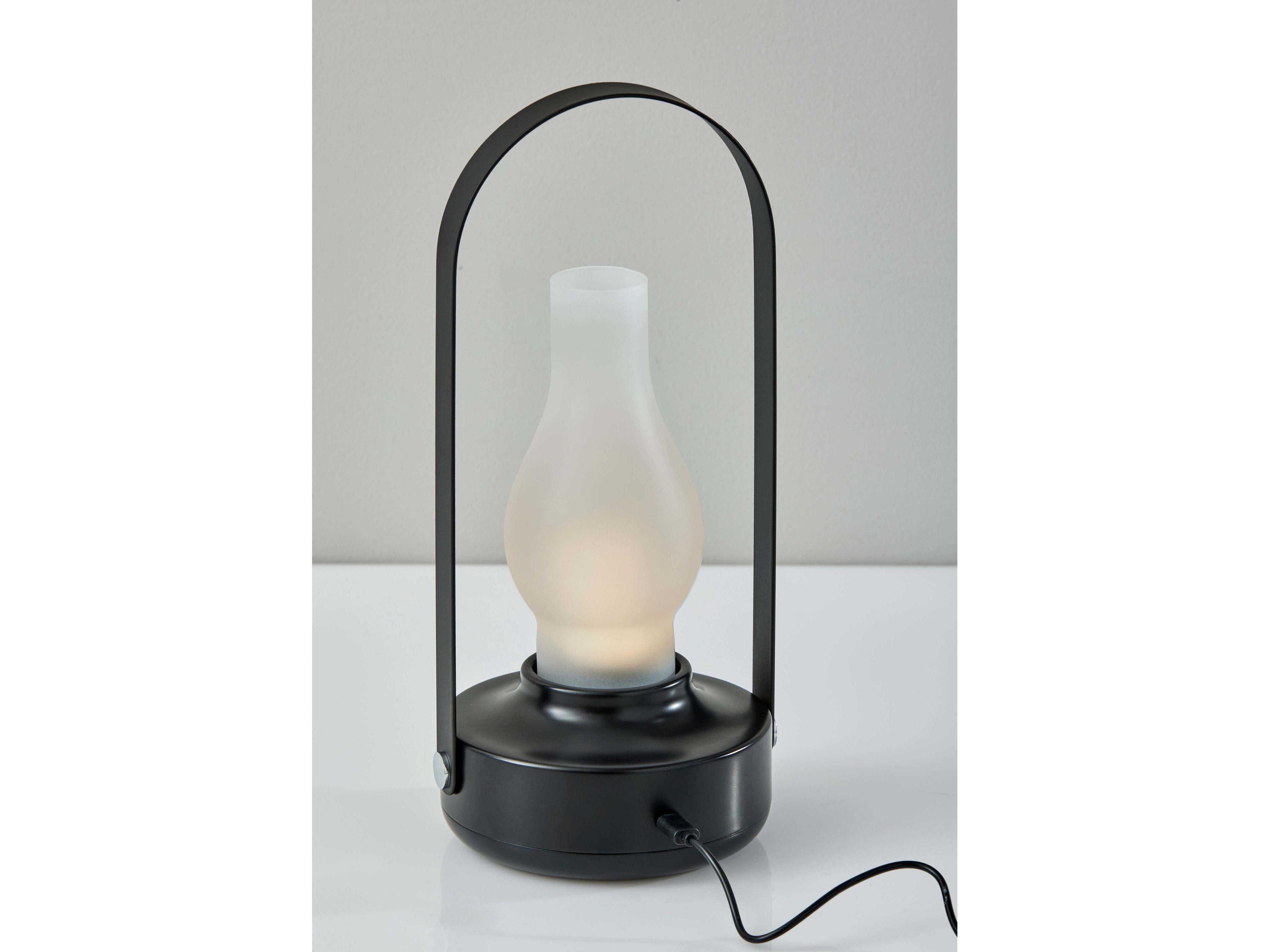 Adesso Eddy Black Frosted Glass Table Lamp