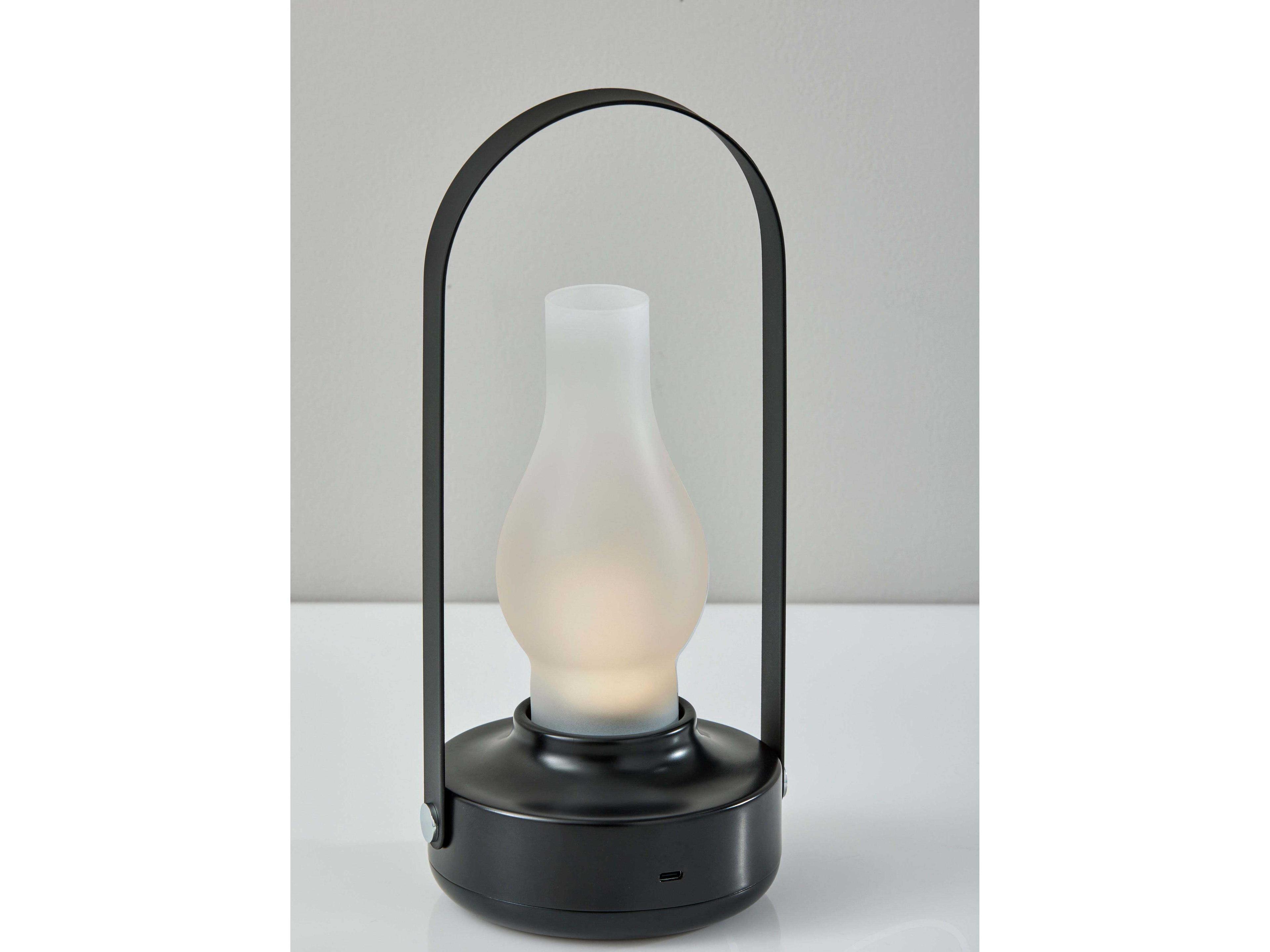 Adesso Eddy Black Frosted Glass Table Lamp