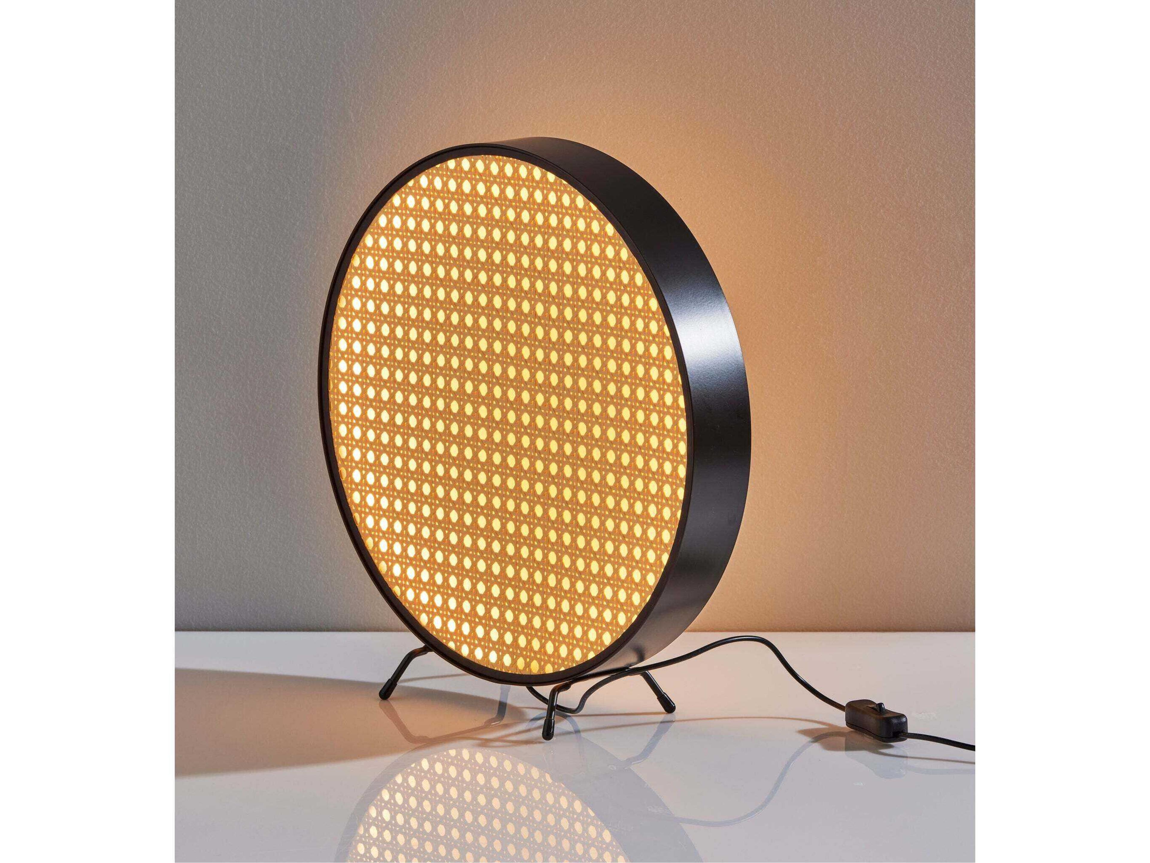 Adesso Atwood Black Plastic Webbed Rattan Table Lamp