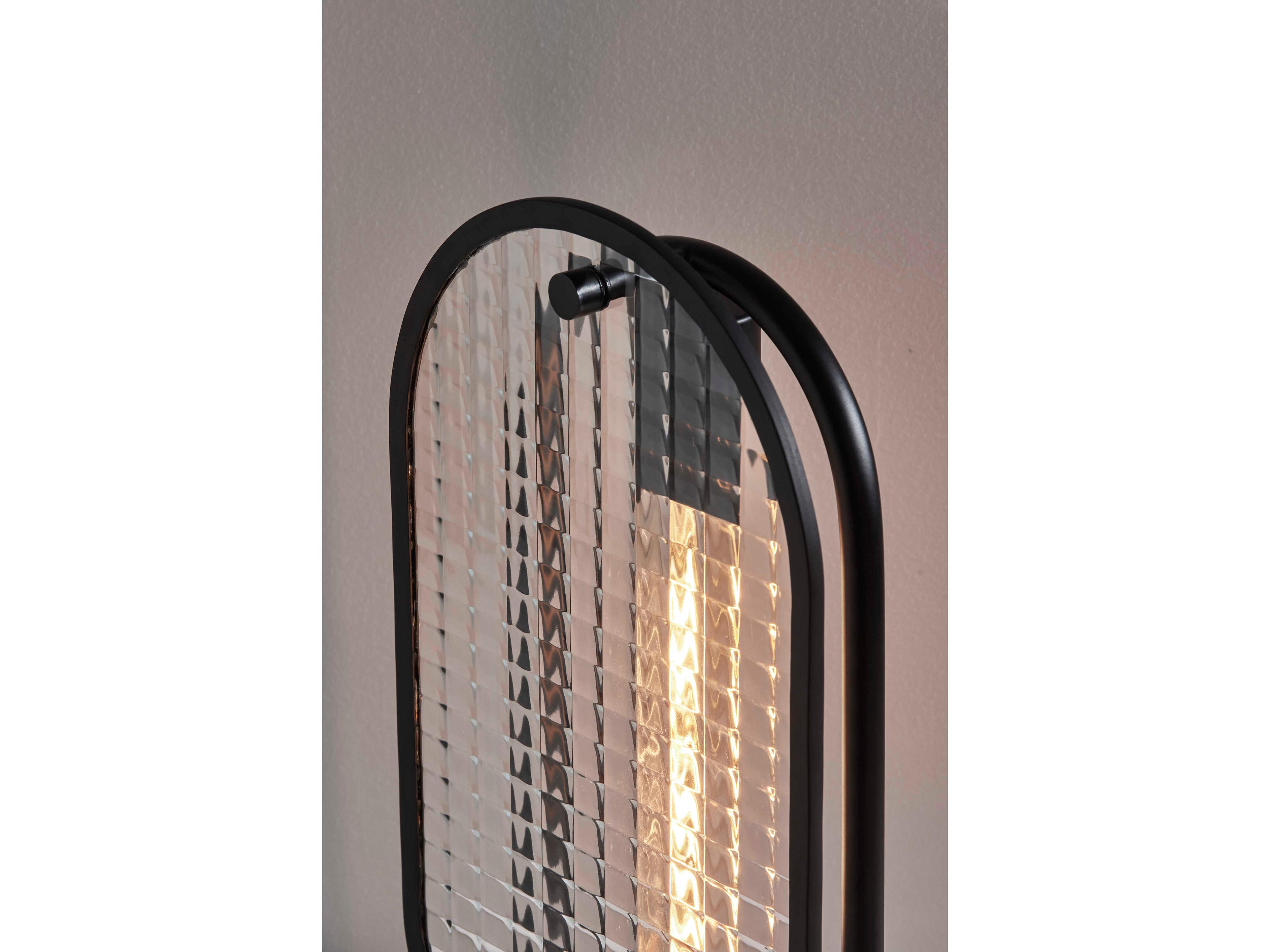 Adesso Landon Black Clear Glass With Hologram Pattern Table Lamp