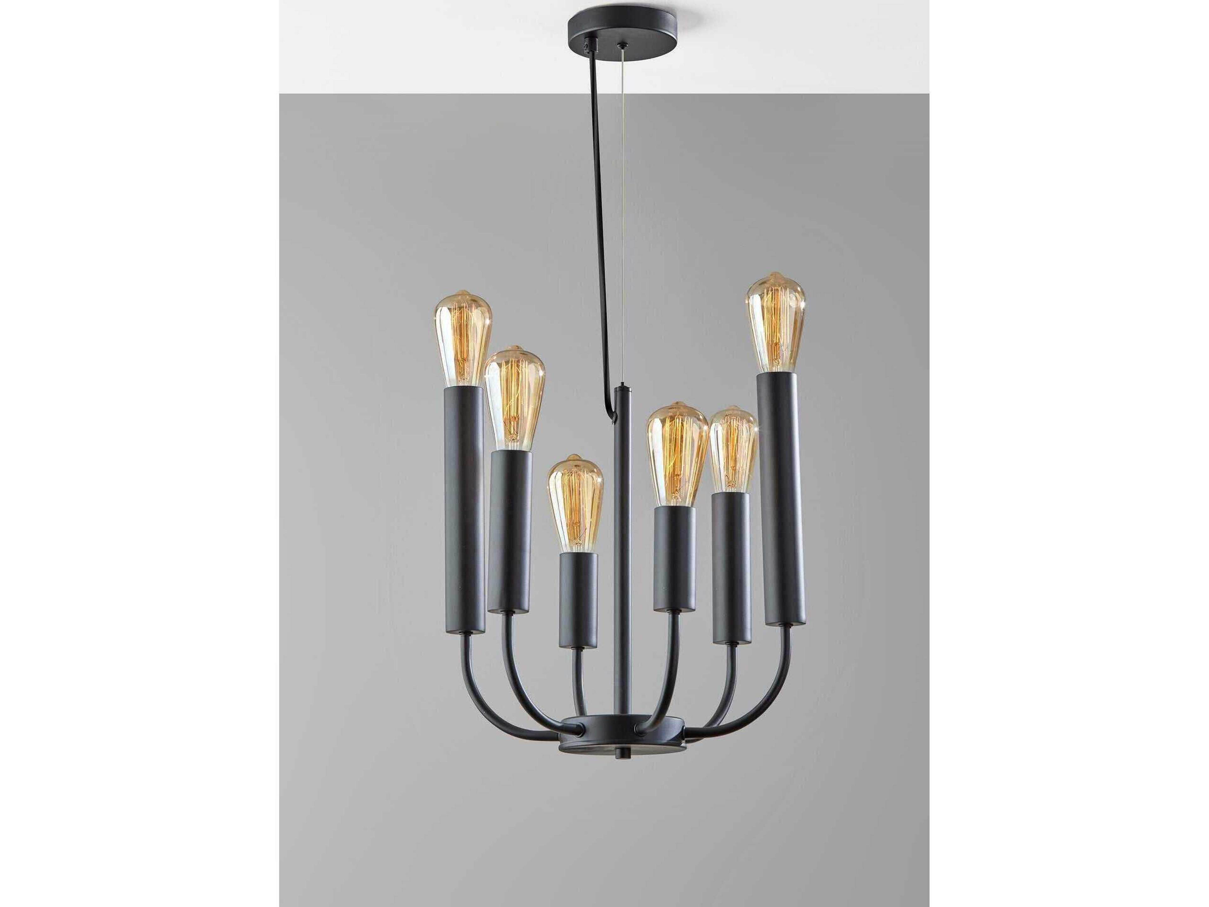 Adesso Rory 6-Light Black Pendant