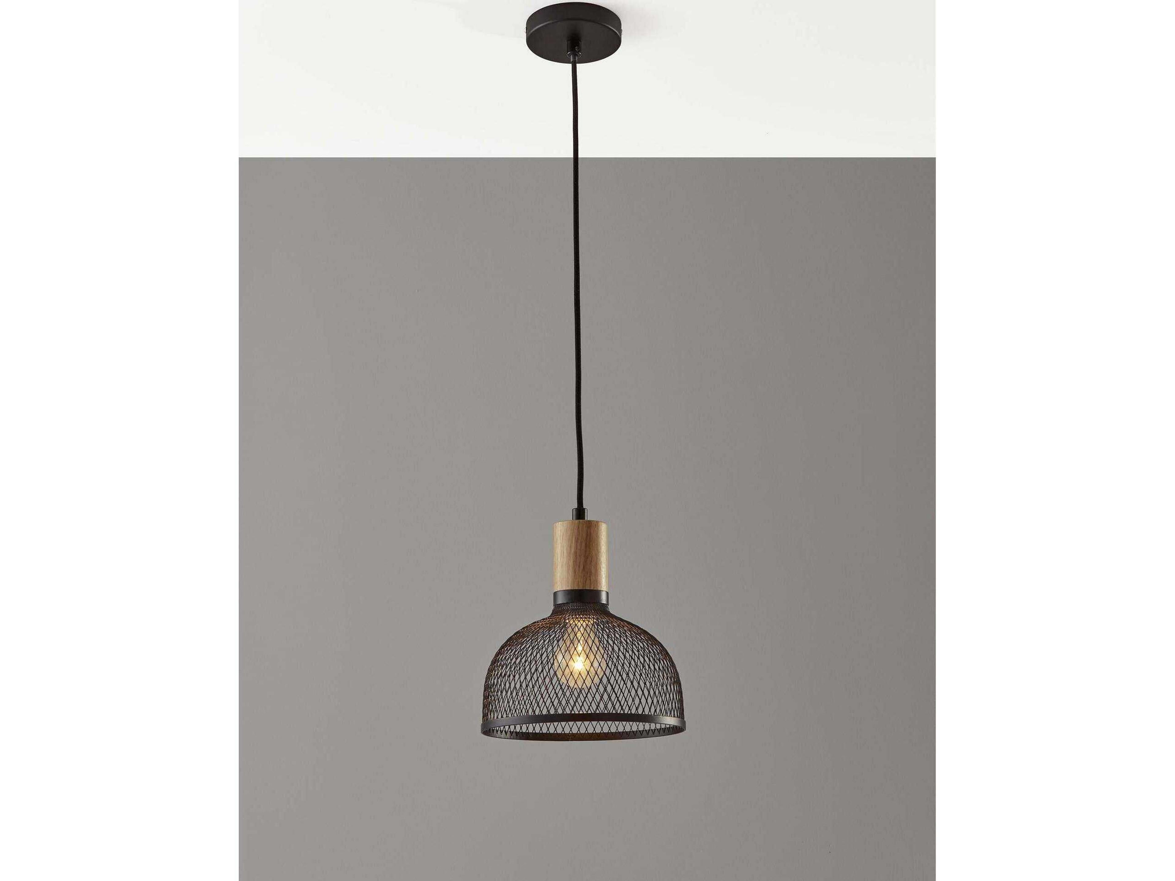 Adesso Dale Matte Black Natural Rubber Dome Mini Pendant