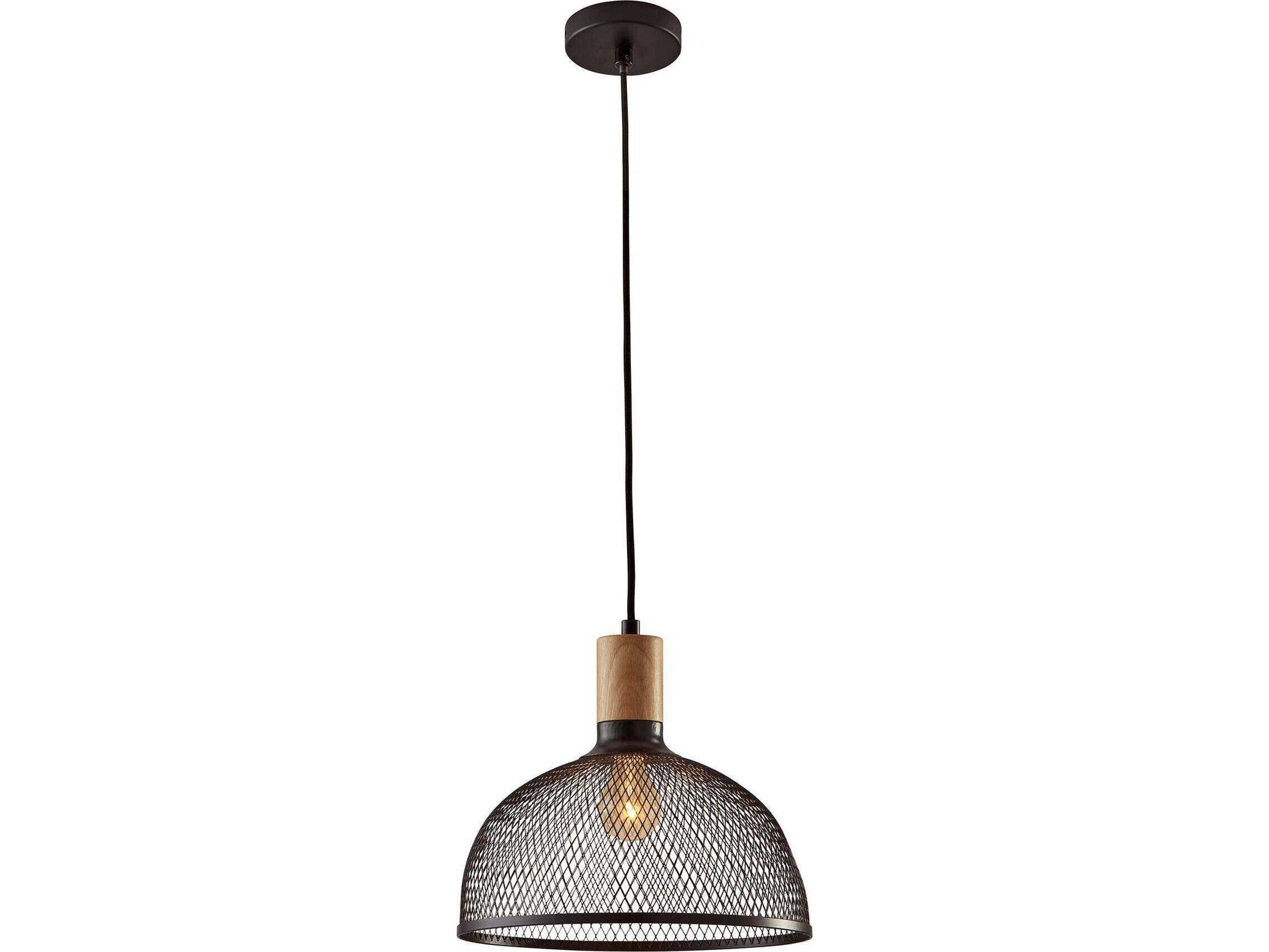 Dale Pendant Light Large Contemporary Black and Wood