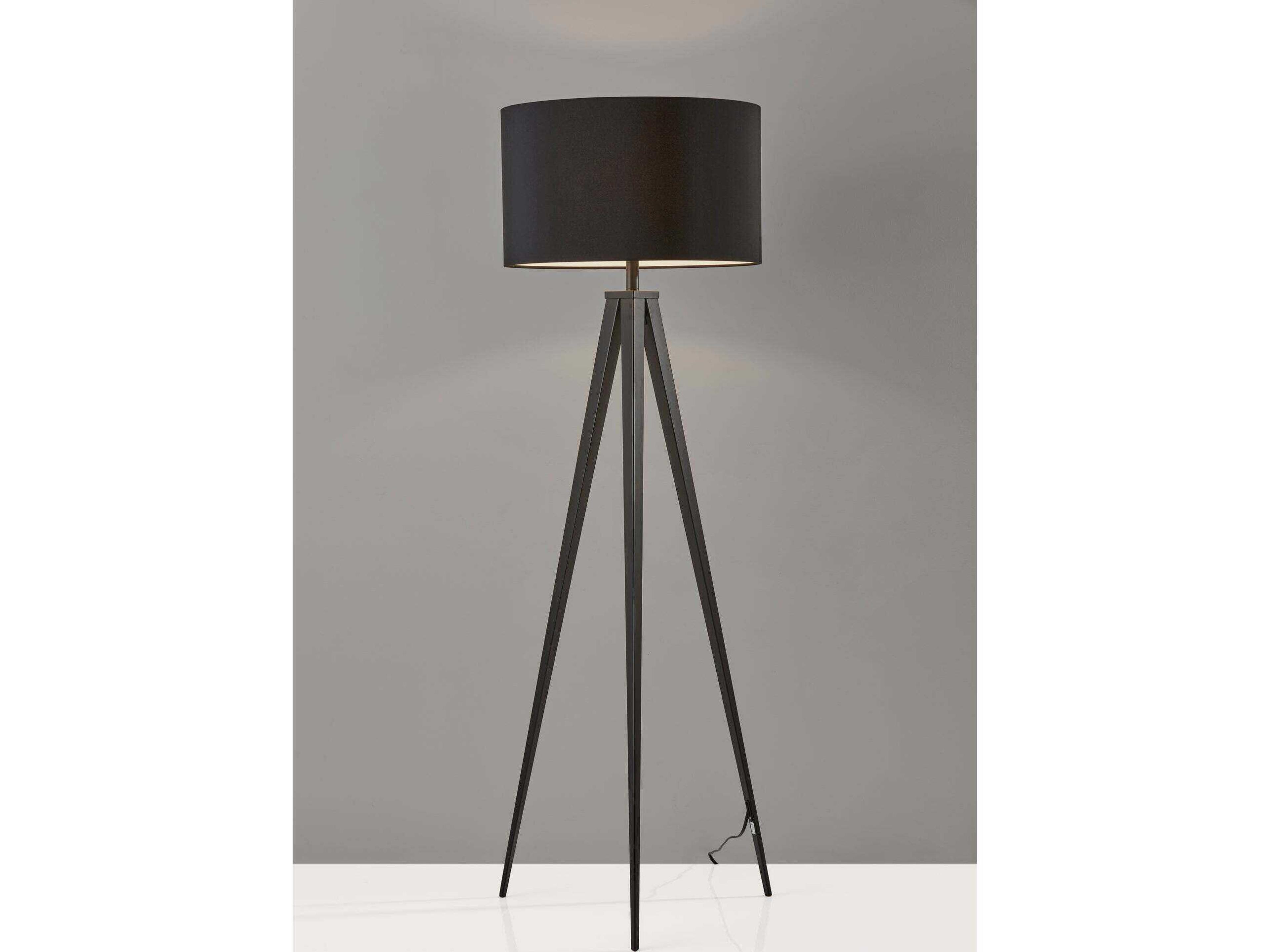 Adesso Director Black Fabric Drum Floor Lamp