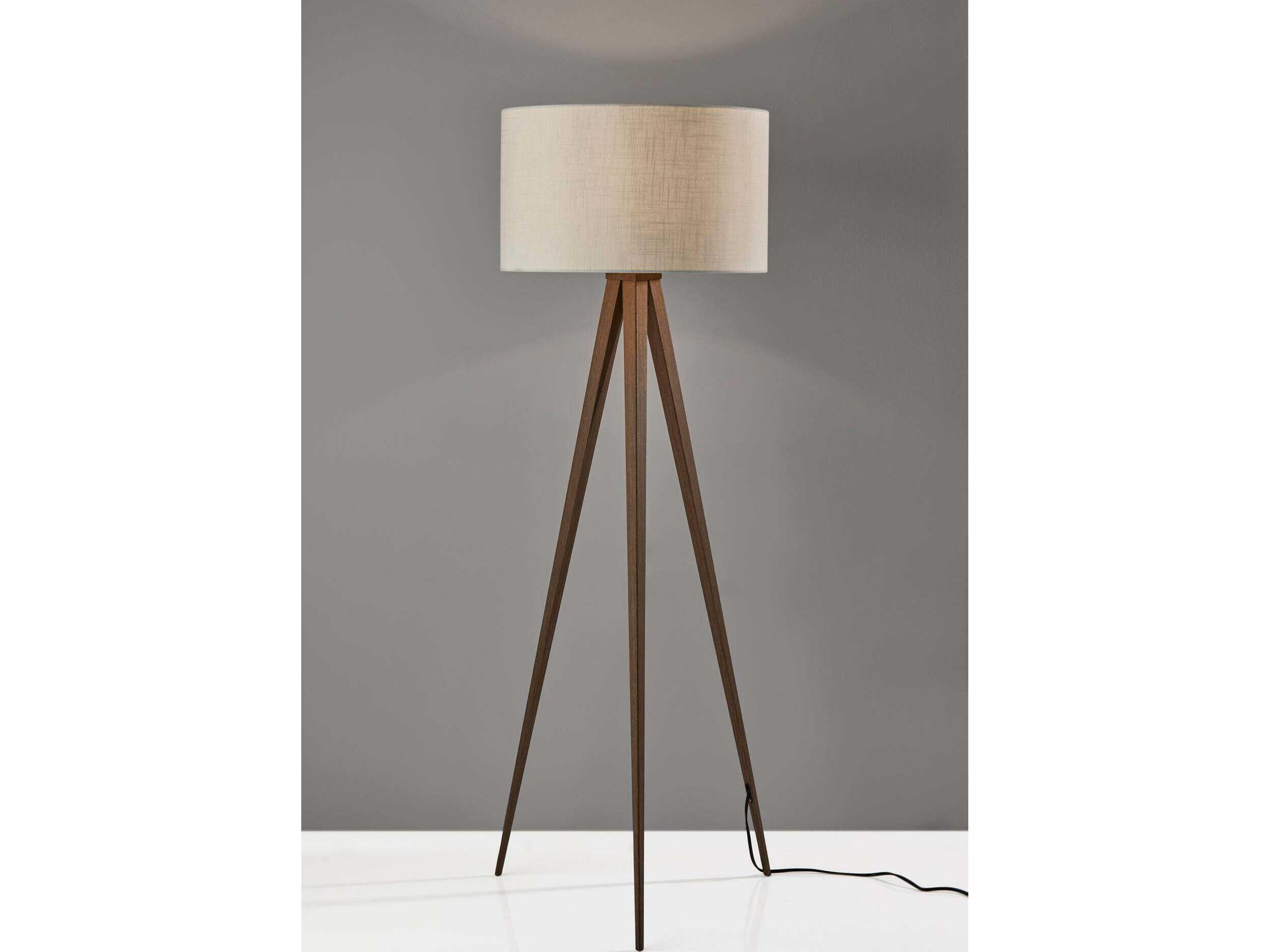Adesso Director Metal Rosewood Veneer Brown Floor Lamp