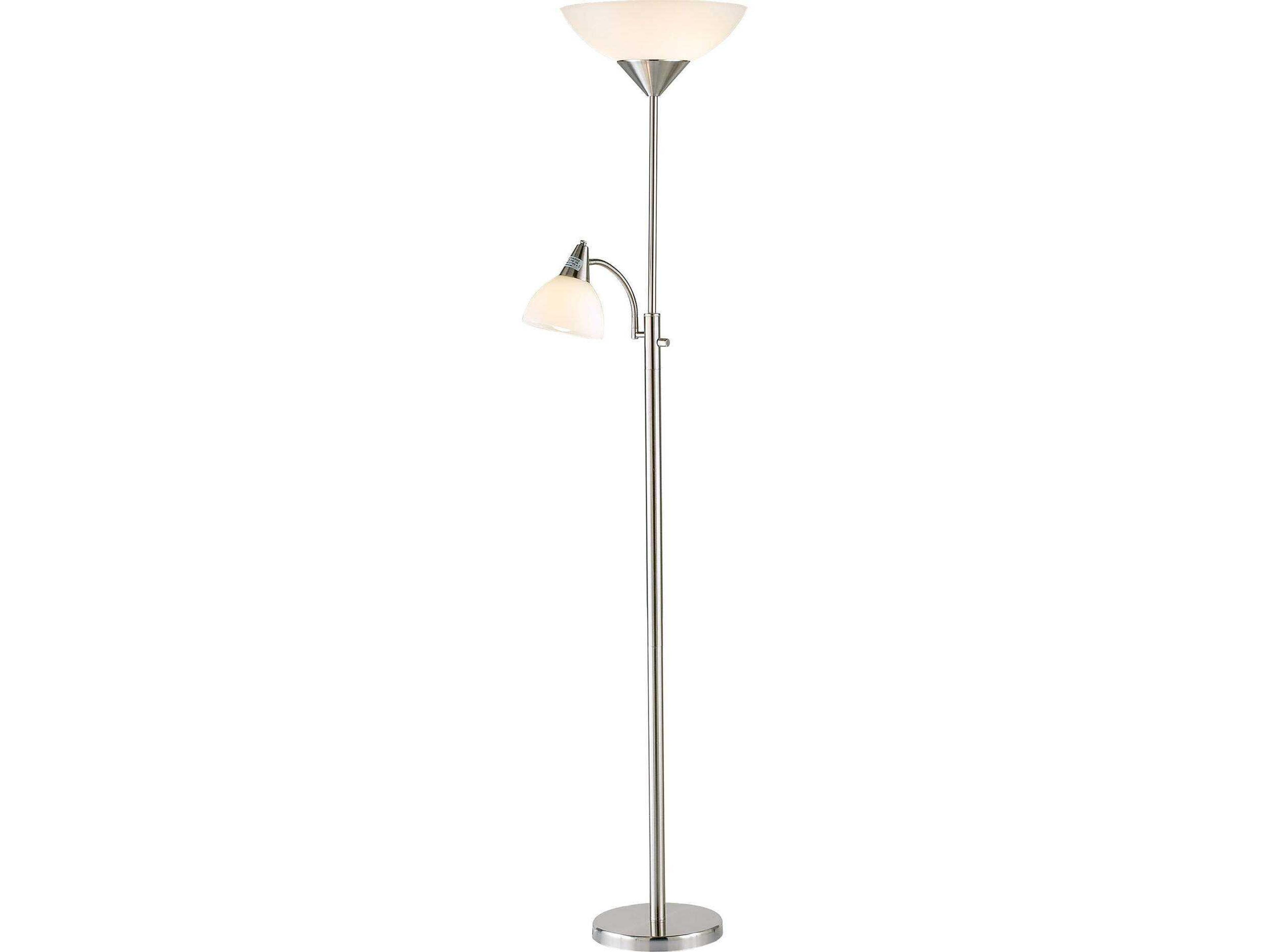 Torchiere Floor Lamp Piedmont Brushed Steel Reading Light