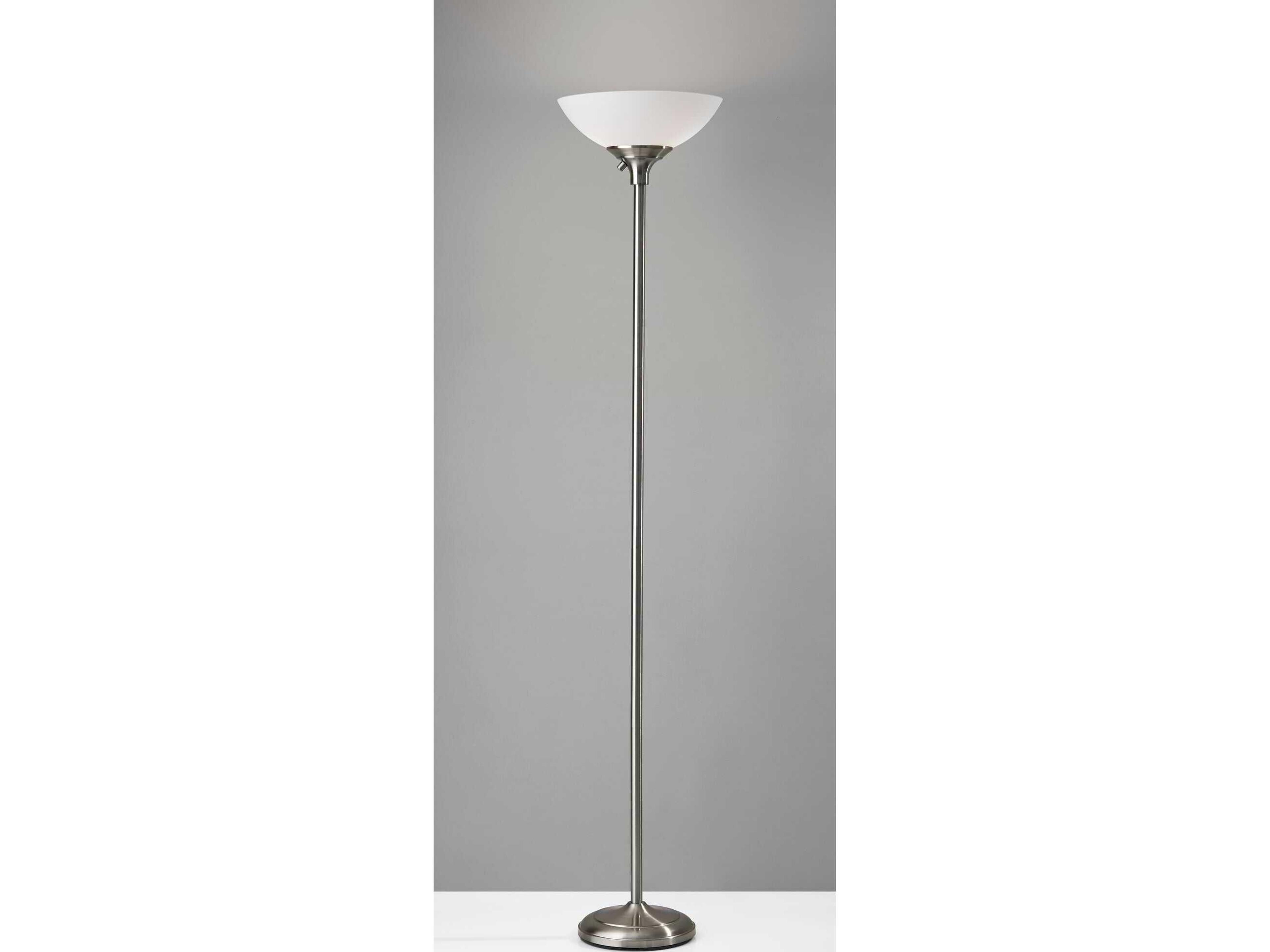 Adesso Glenn Brushed Steel Frosted Plastic Floor Lamp