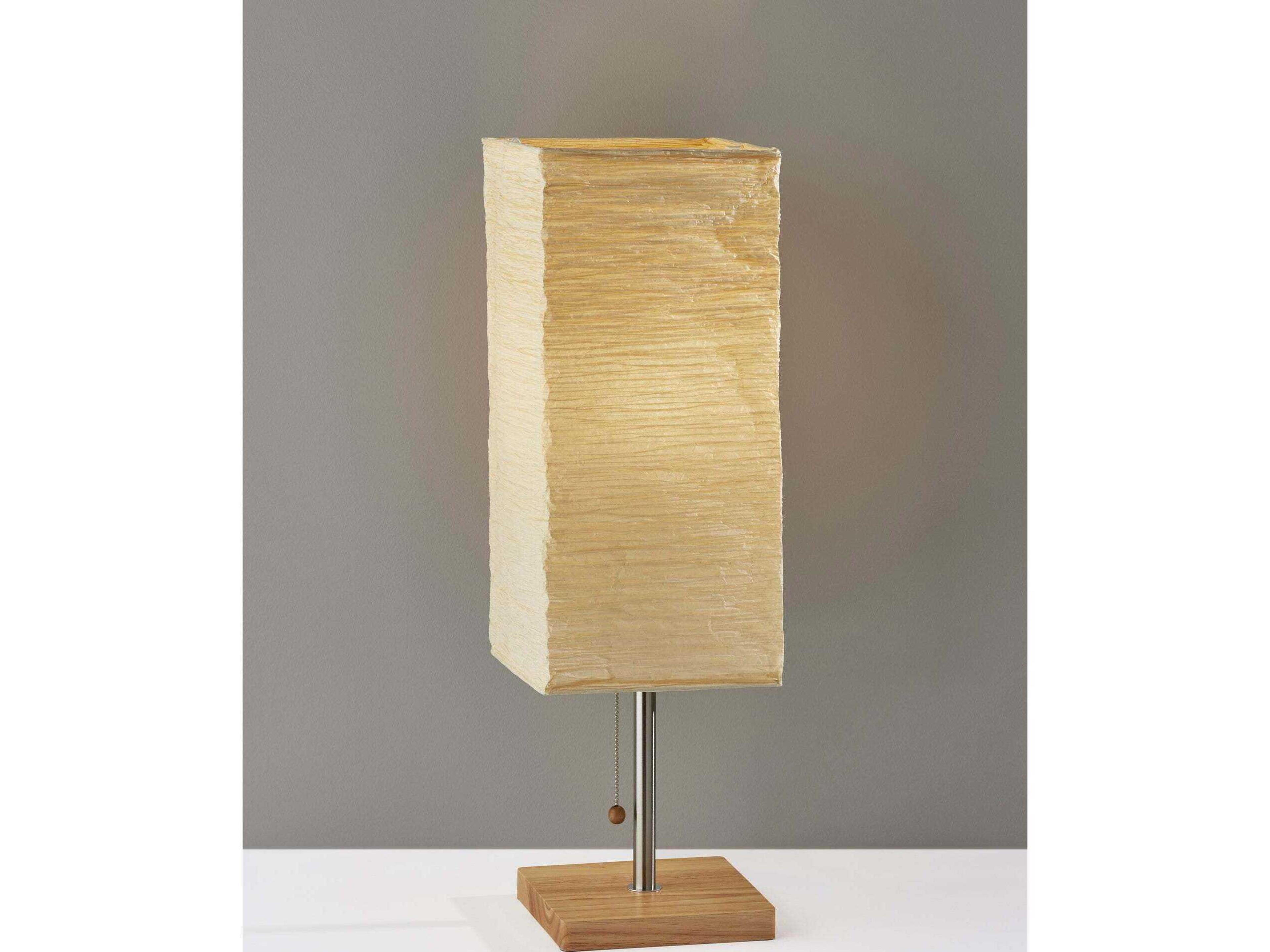 Adesso Dune Natural Brushed Steel Collapsible Crinkle Paper Off White Buffet Lamp