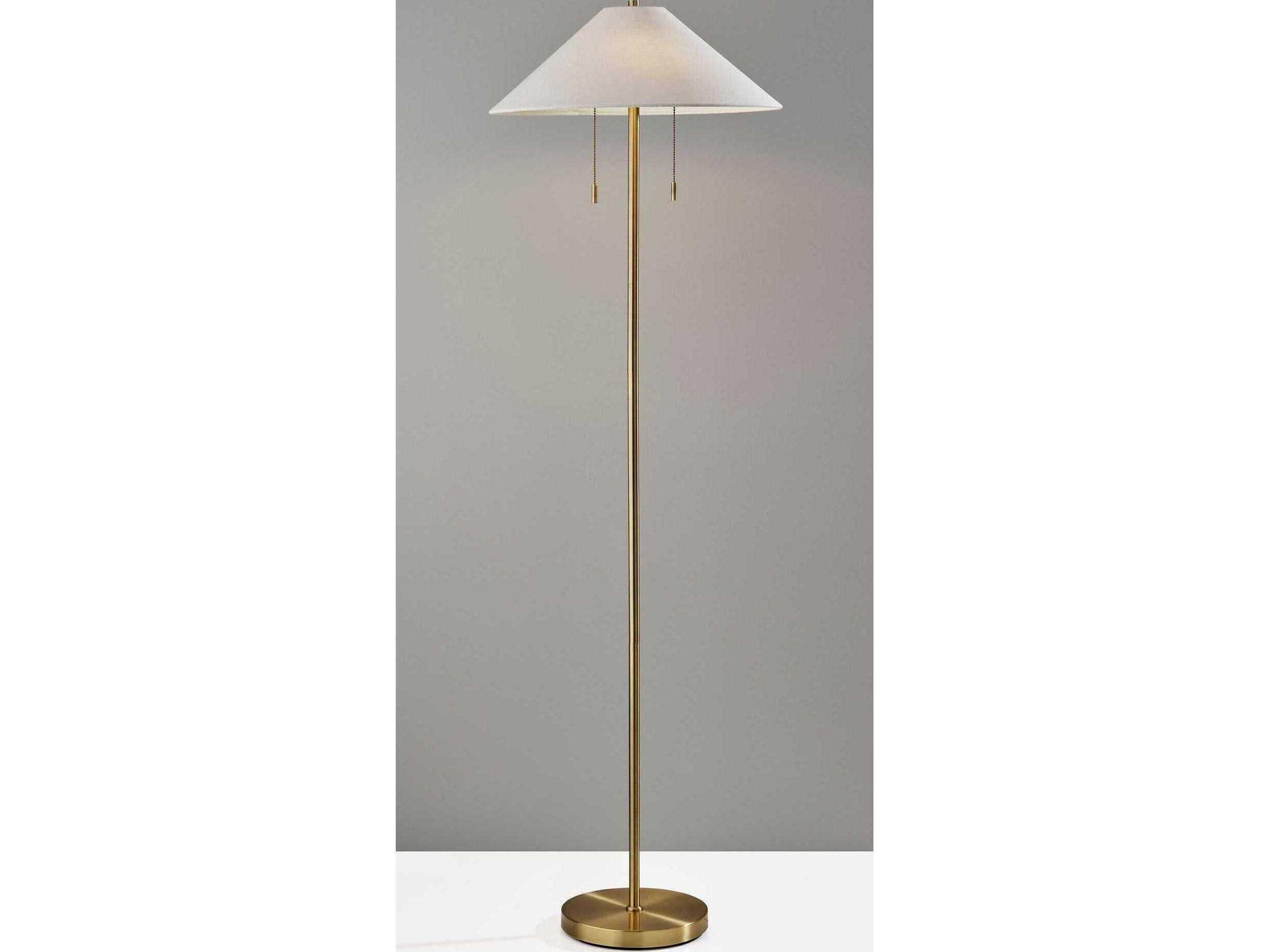 Adesso Claremont Antique Brass Floor Lamp