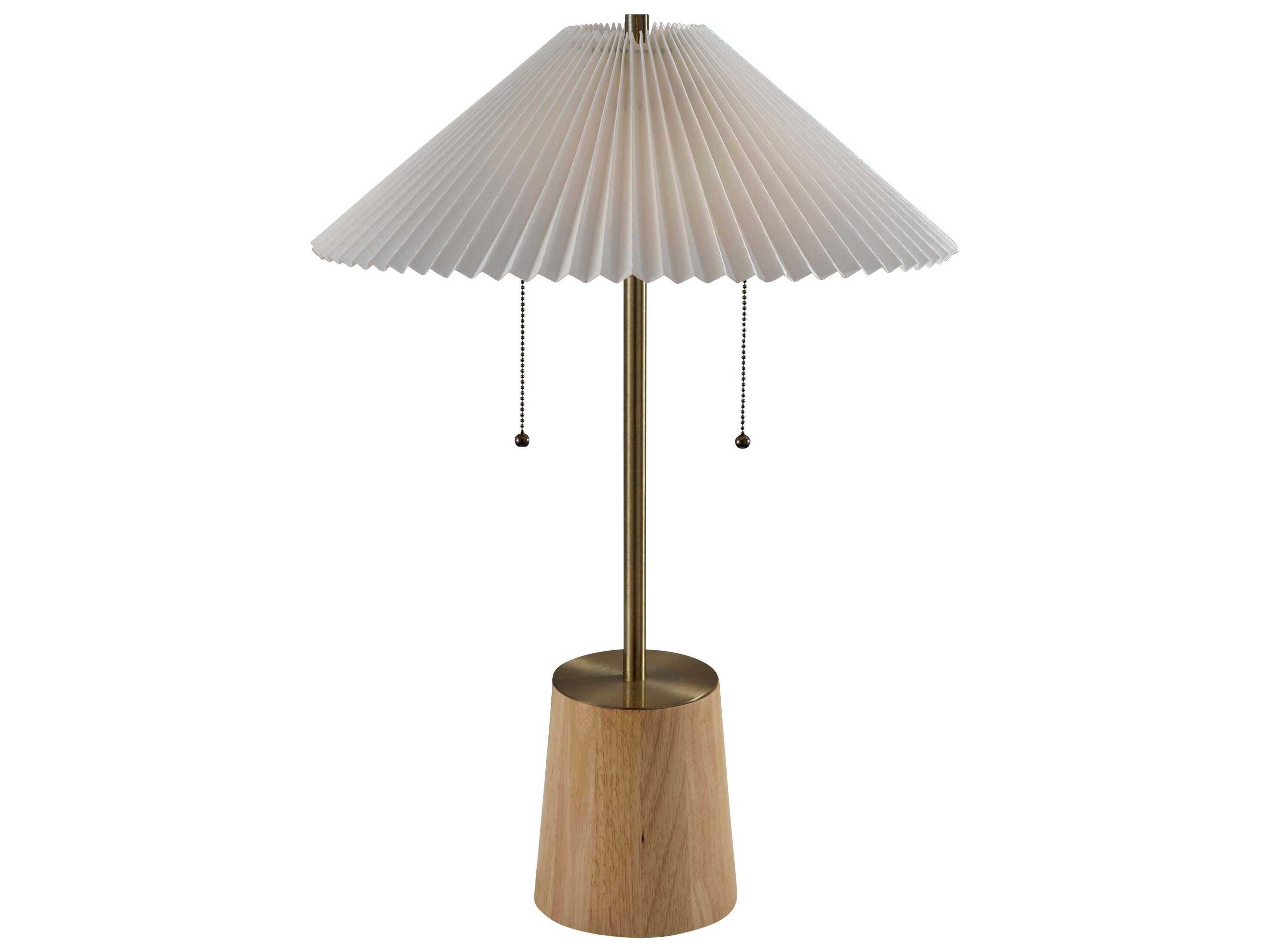Ophelia Table Lamp Natural Wood and Antique Brass