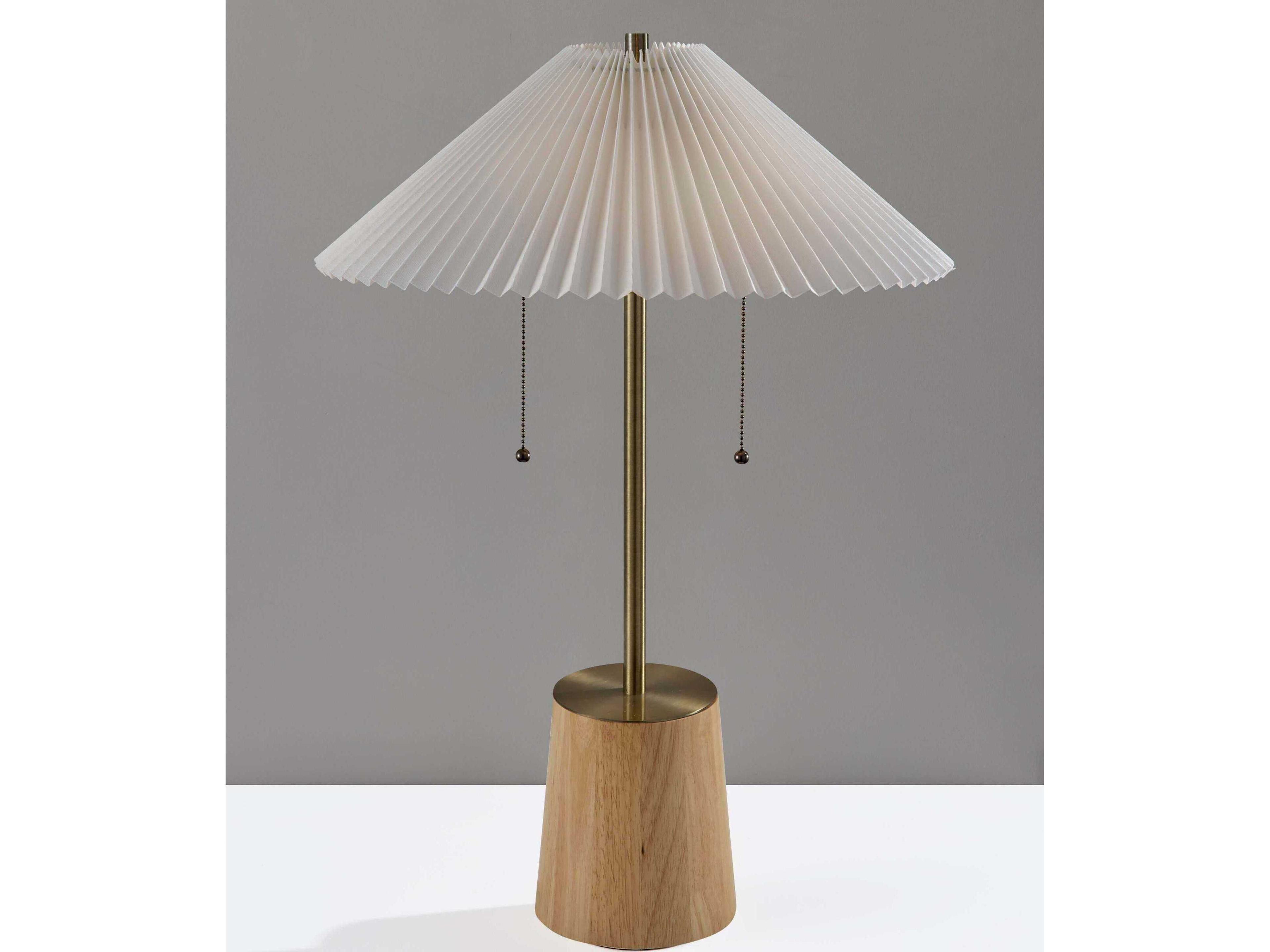 Adesso Ophelia Antique Brass White Pleated Fabric Buffet Lamp