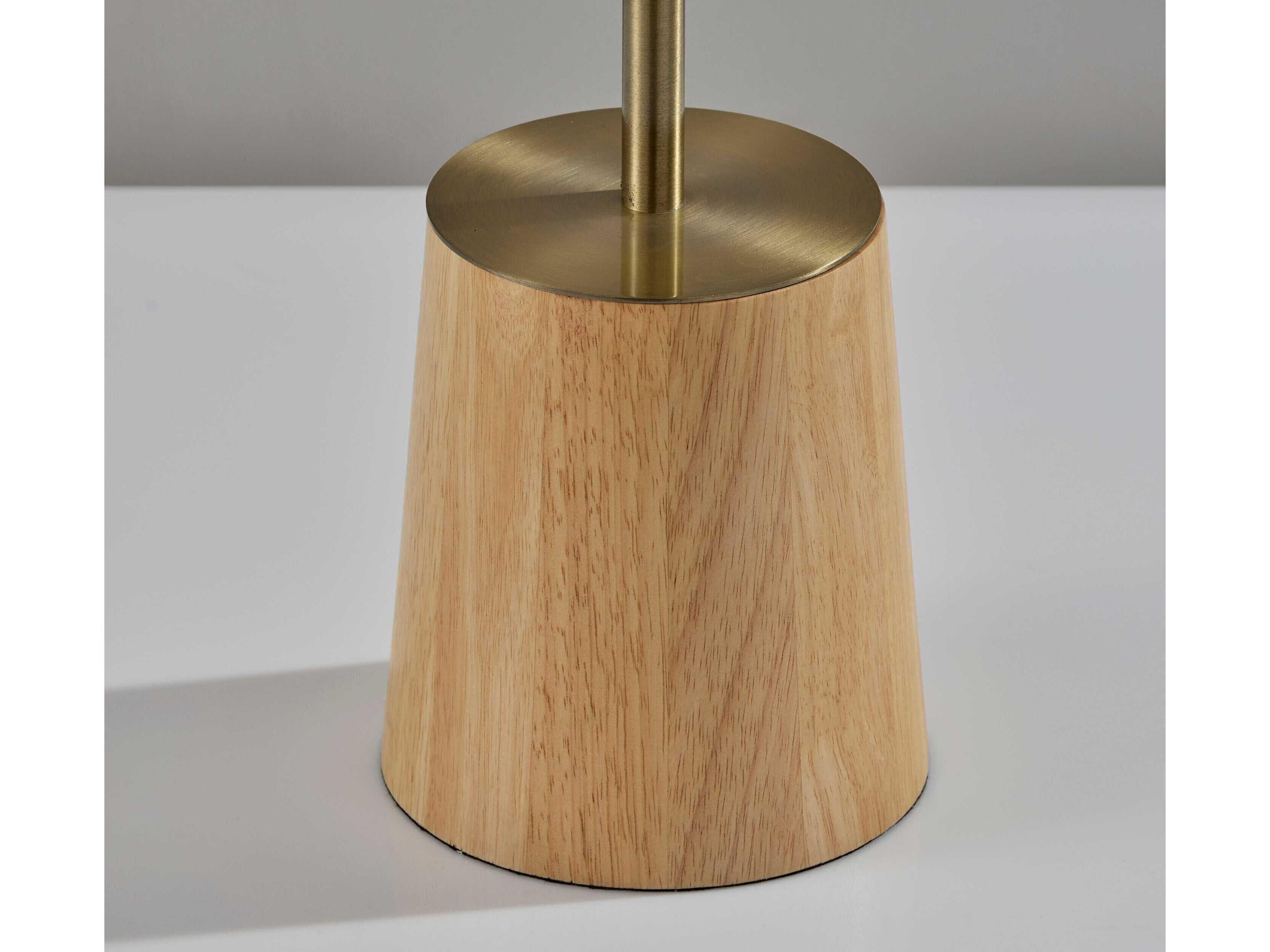 Adesso Ophelia Antique Brass White Pleated Fabric Floor Lamp