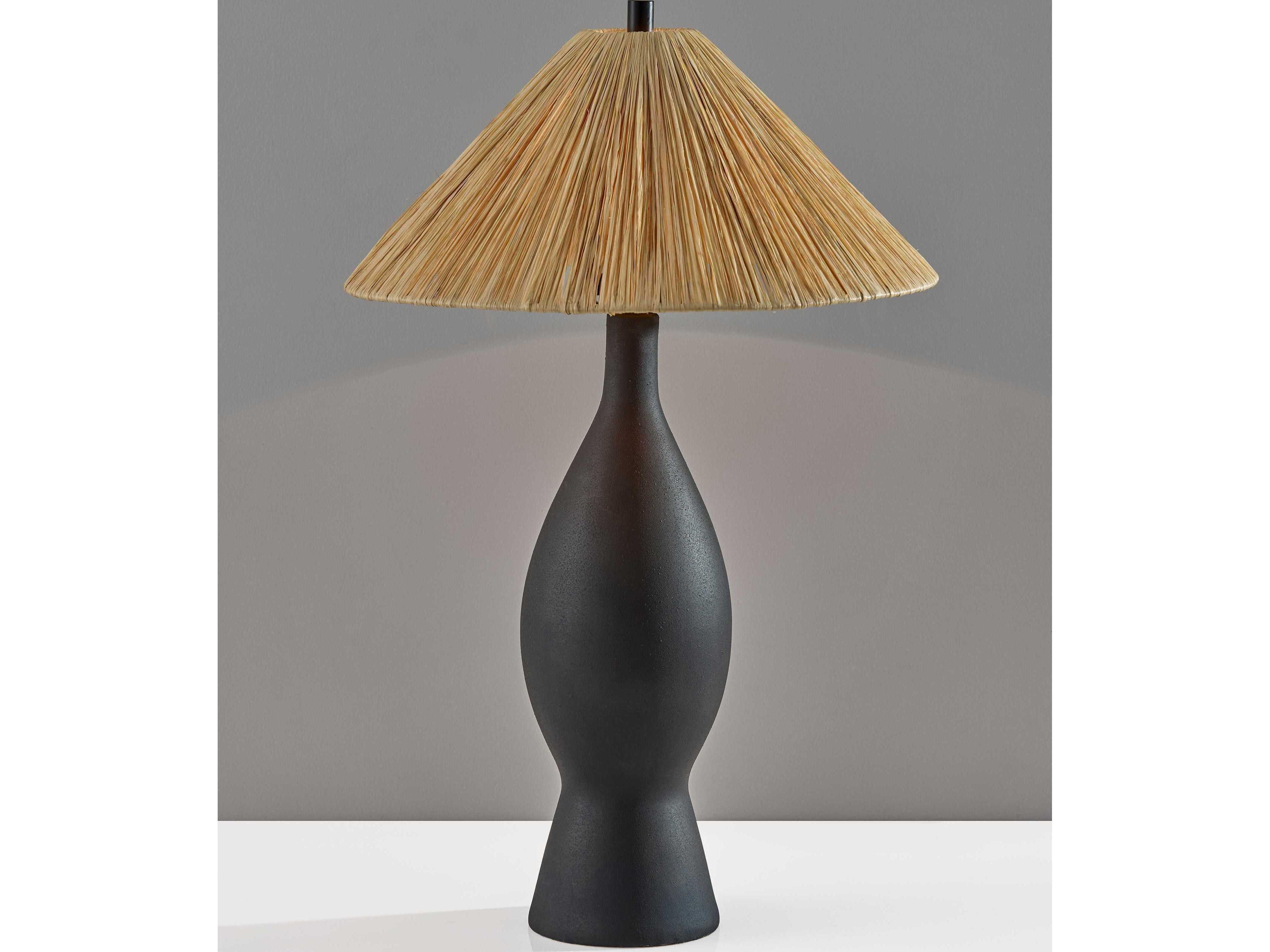 Adesso Maren Black Rough Raffia Grass Buffet Lamp