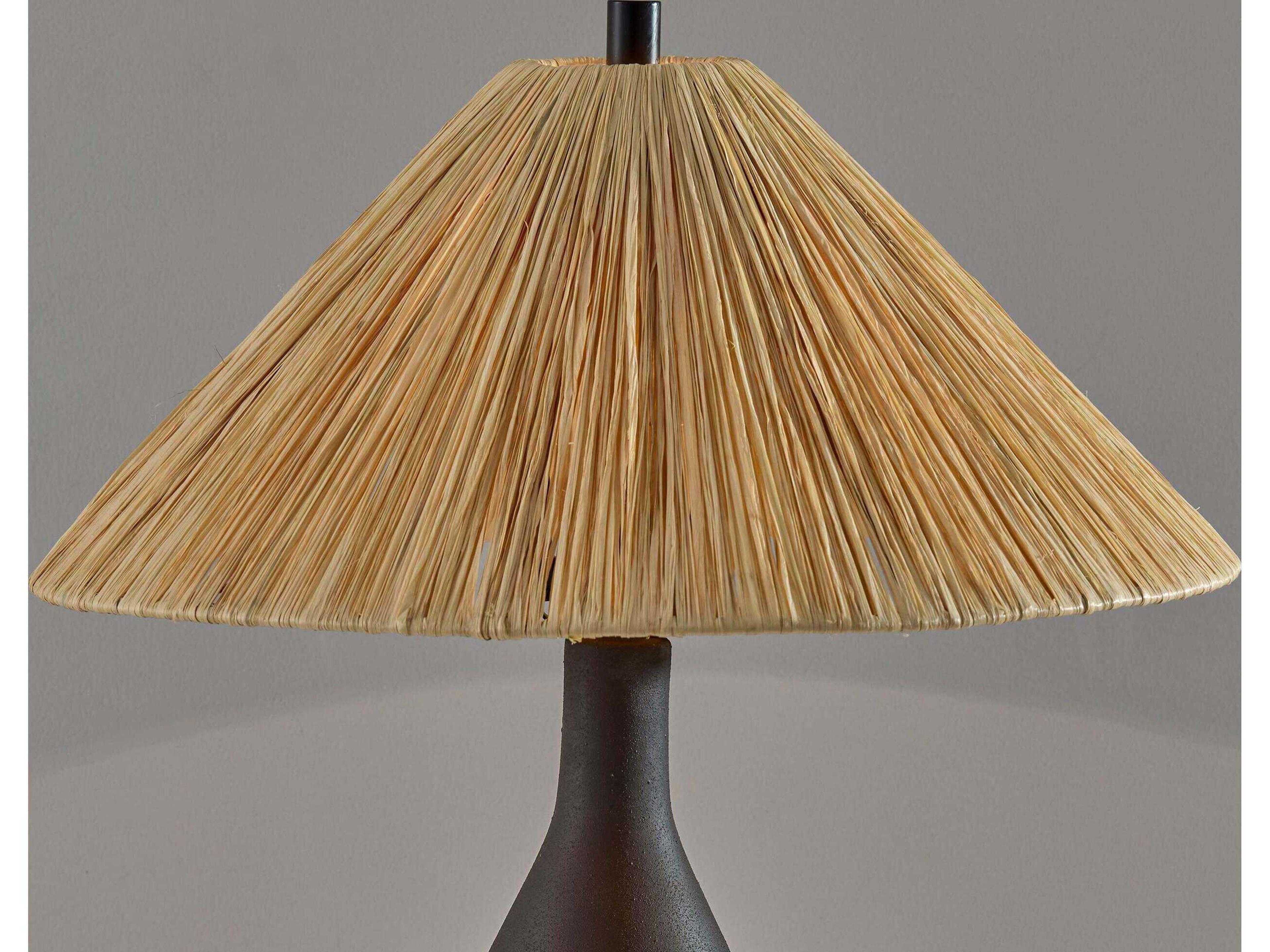 Adesso Maren Black Rough Raffia Grass Buffet Lamp