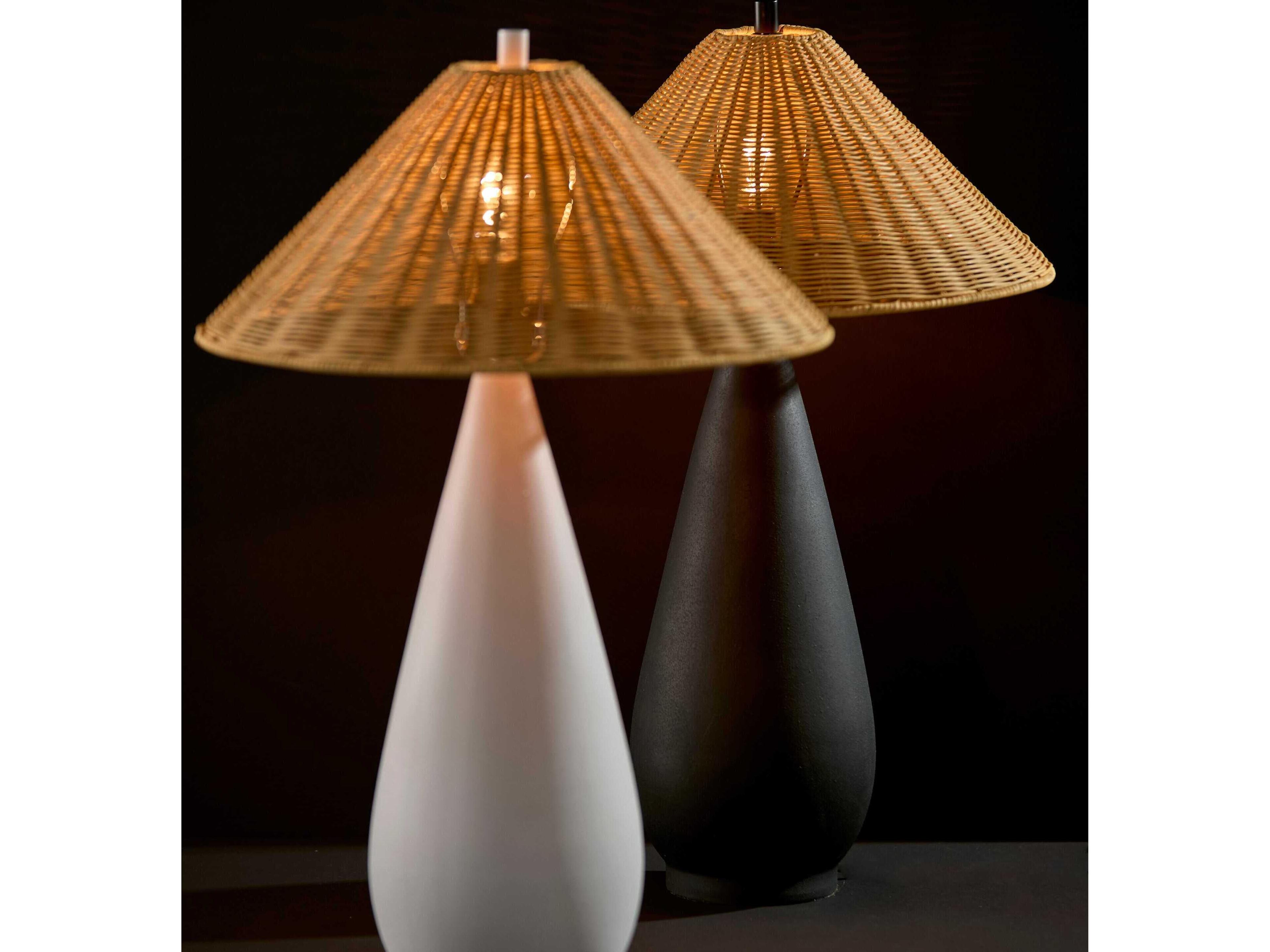 Adesso Maren White Rough Raffia Grass Buffet Lamp