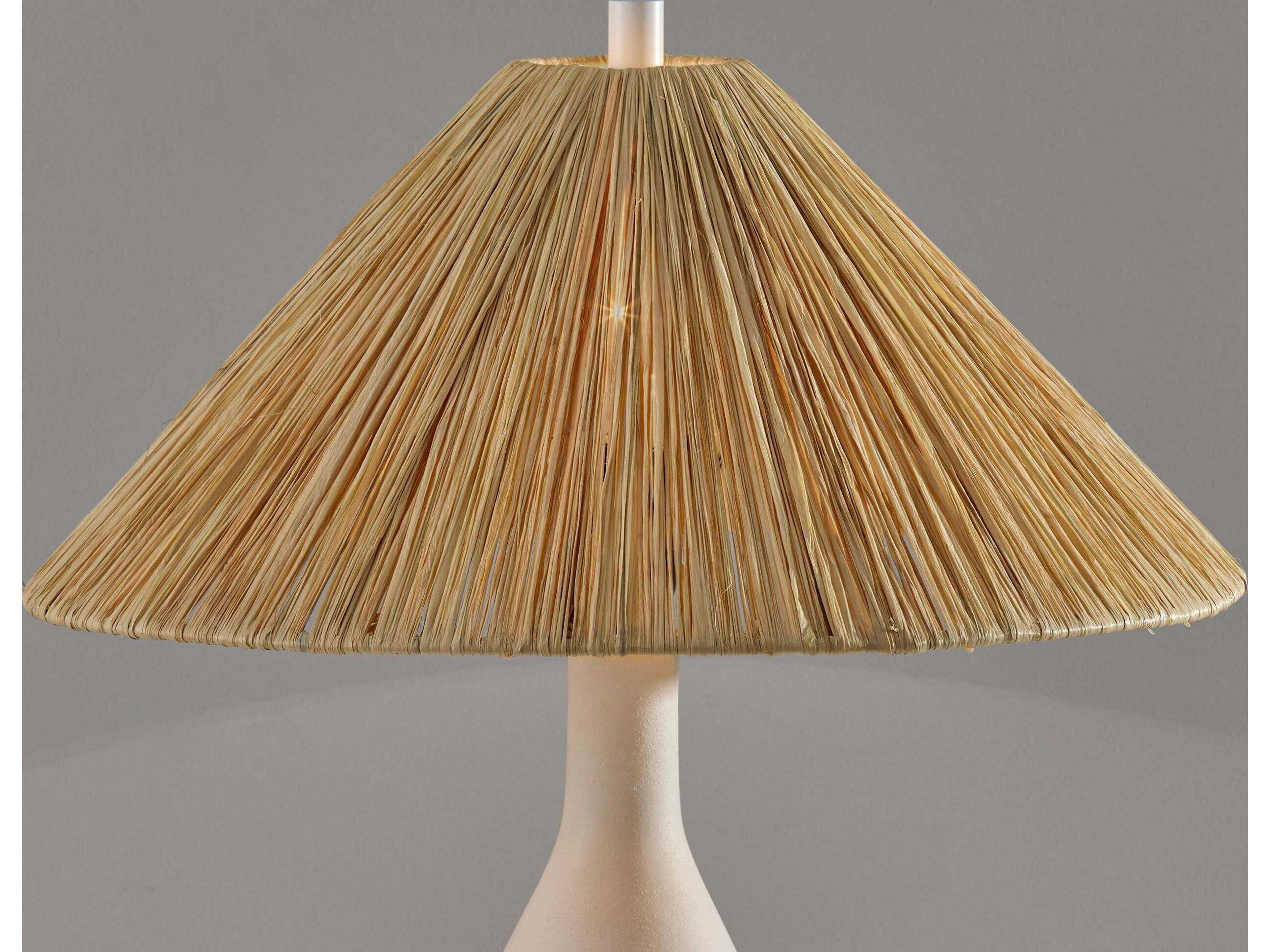 Adesso Maren White Rough Raffia Grass Buffet Lamp