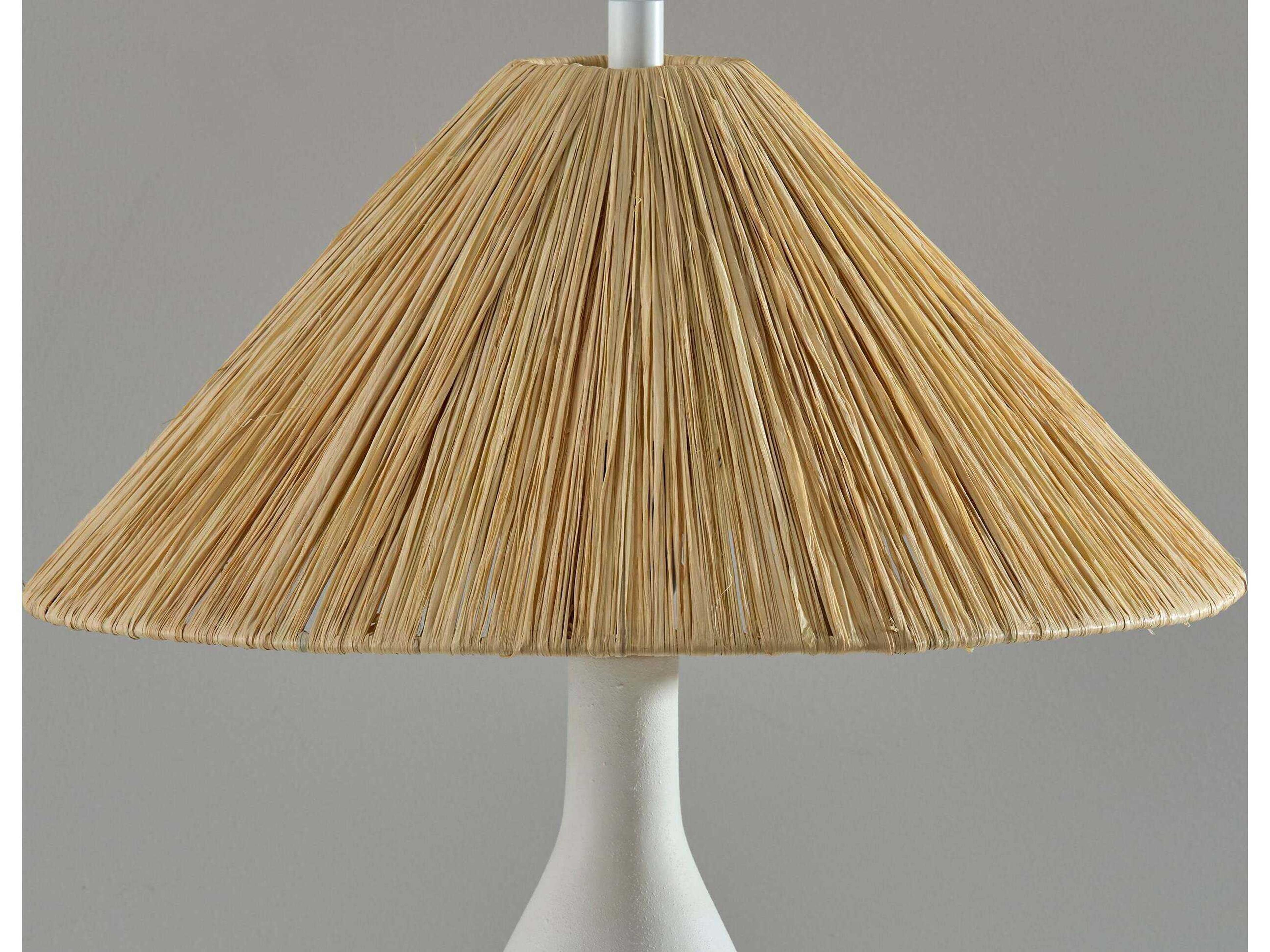 Adesso Maren White Rough Raffia Grass Buffet Lamp